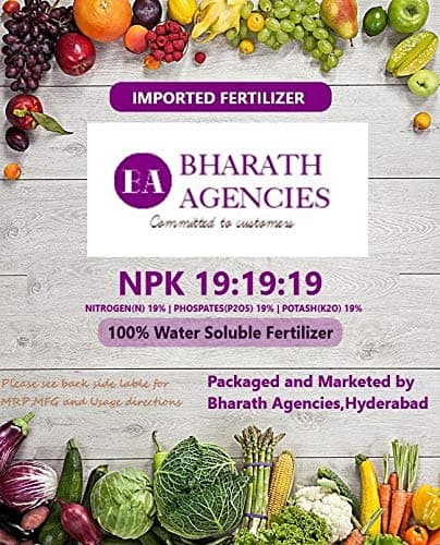 Bharath Agencies Water Soluble Npk 19-19-19 For Plants & Potted Plants & Gardening 1000 Gram By Bharath Agencies ® - Used For Foliar Spray And Soil Fertilizer