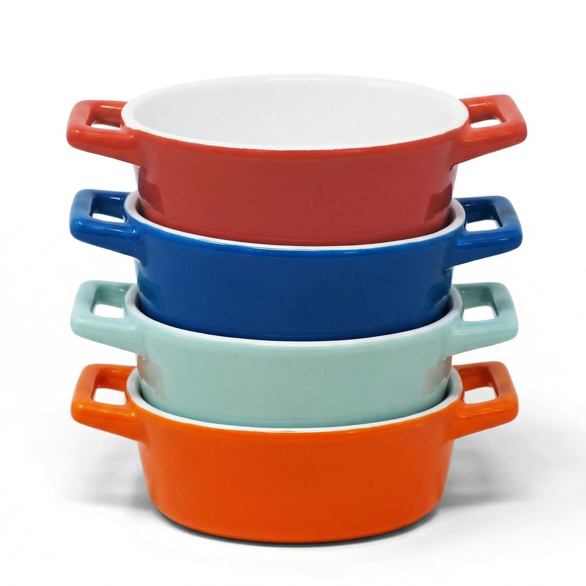 Joeji’s Kitchen Mini Oval Ceramic Baking Dishes, Set of 4 – Oven-Safe Serveware for Individual Portions with Dual Handles