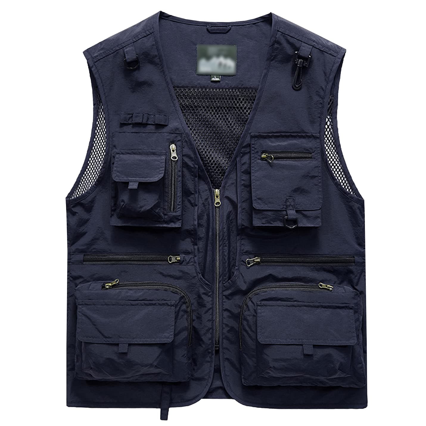 Flygo Men's Mesh 15 Pockets Photography Fishing Hunting Outdoor Quick Dry Vest Breathable Waistcoat Jackets (XX-Large, Style 02 Navy Blue)