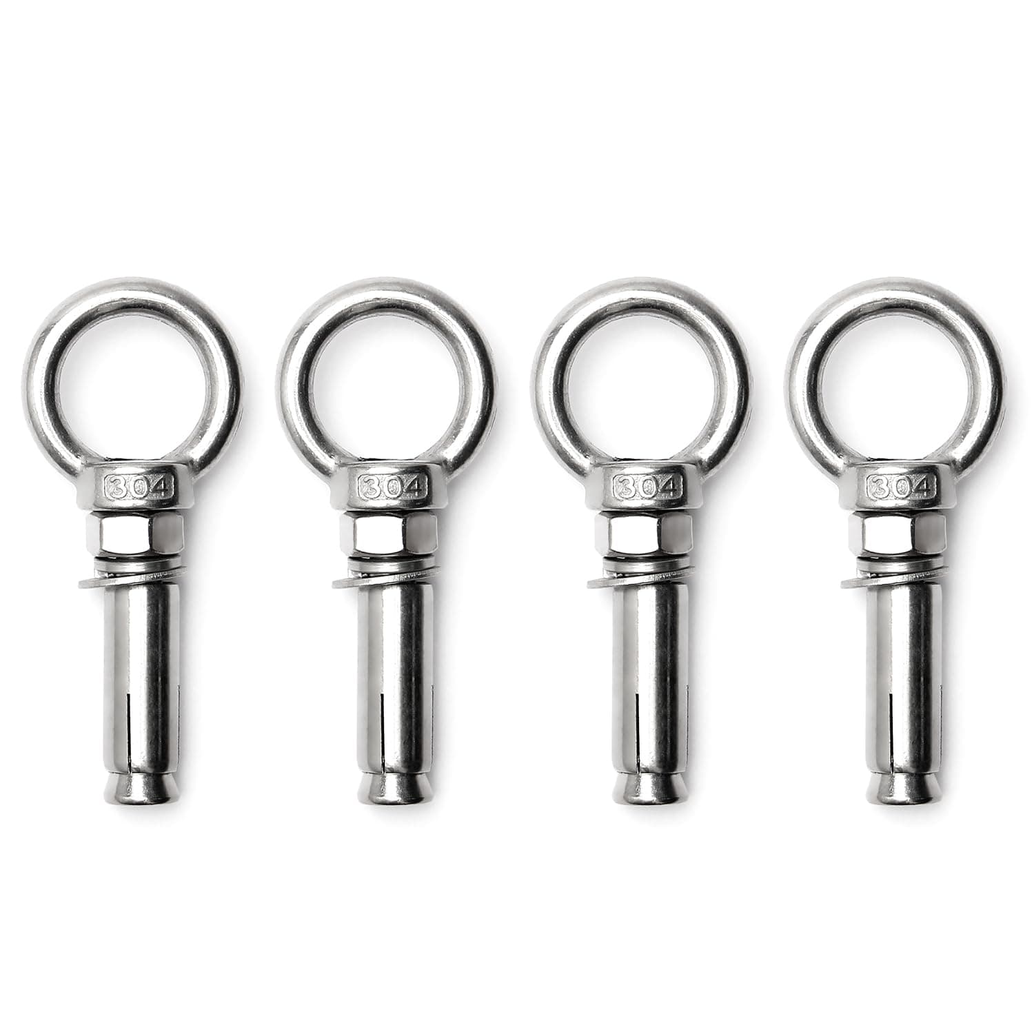 MroMax Expansion Lifting Eyebolt M10x60mm Eye Ring Bolt 3.54" Length 304 Stainless Steel Expansion Bolts with Nuts Eye Hooks Anchor Fastener for Concrete Wall Masonry Ceiling Silver 4Pcs
