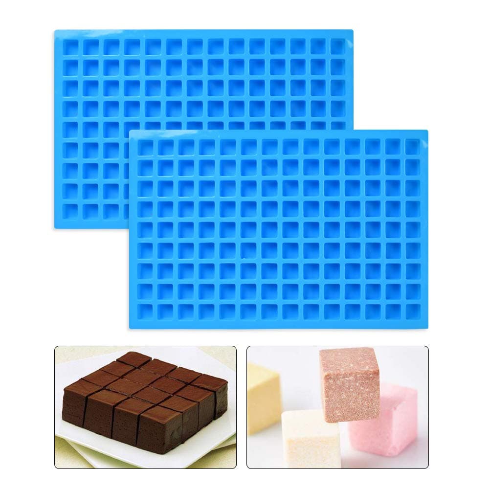 BUYGOO 2Pcs 126 Cavity Square Silicone Mold, Mini Candy Molds for Chocolate Gummy Ice Cube Jelly Truffles Pralines Caramels Ganache