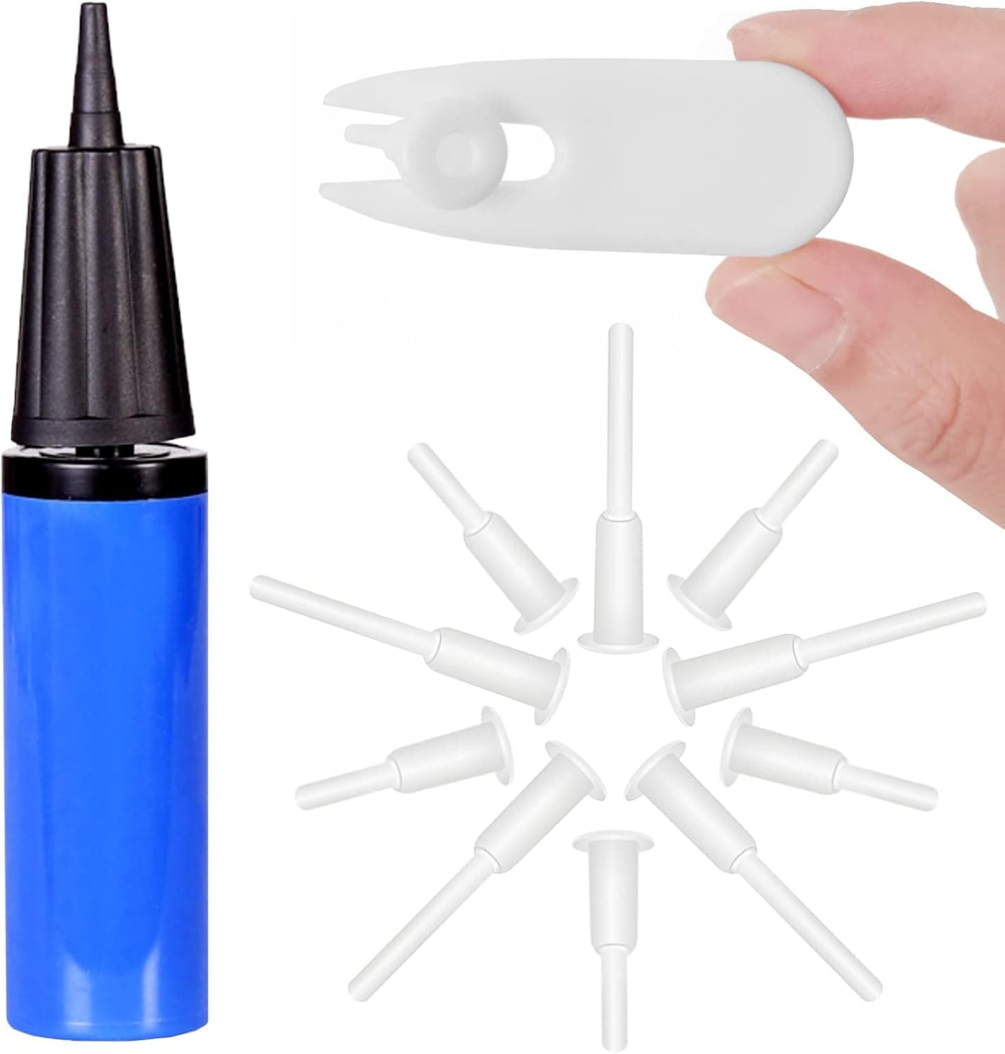 Exercise Ball Pump, Air Pump for Exercise Ball, Yoga Ball Pumps with Fitness Ball Plug Replacement kit Yoga Ball Plugs Replacement Plug for Exercise Balls Inflator Pump (Blue 13 PCS)