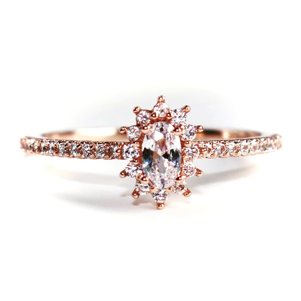 "Amie 14K Rose/White Gold-Plated CZ Crystal Ring