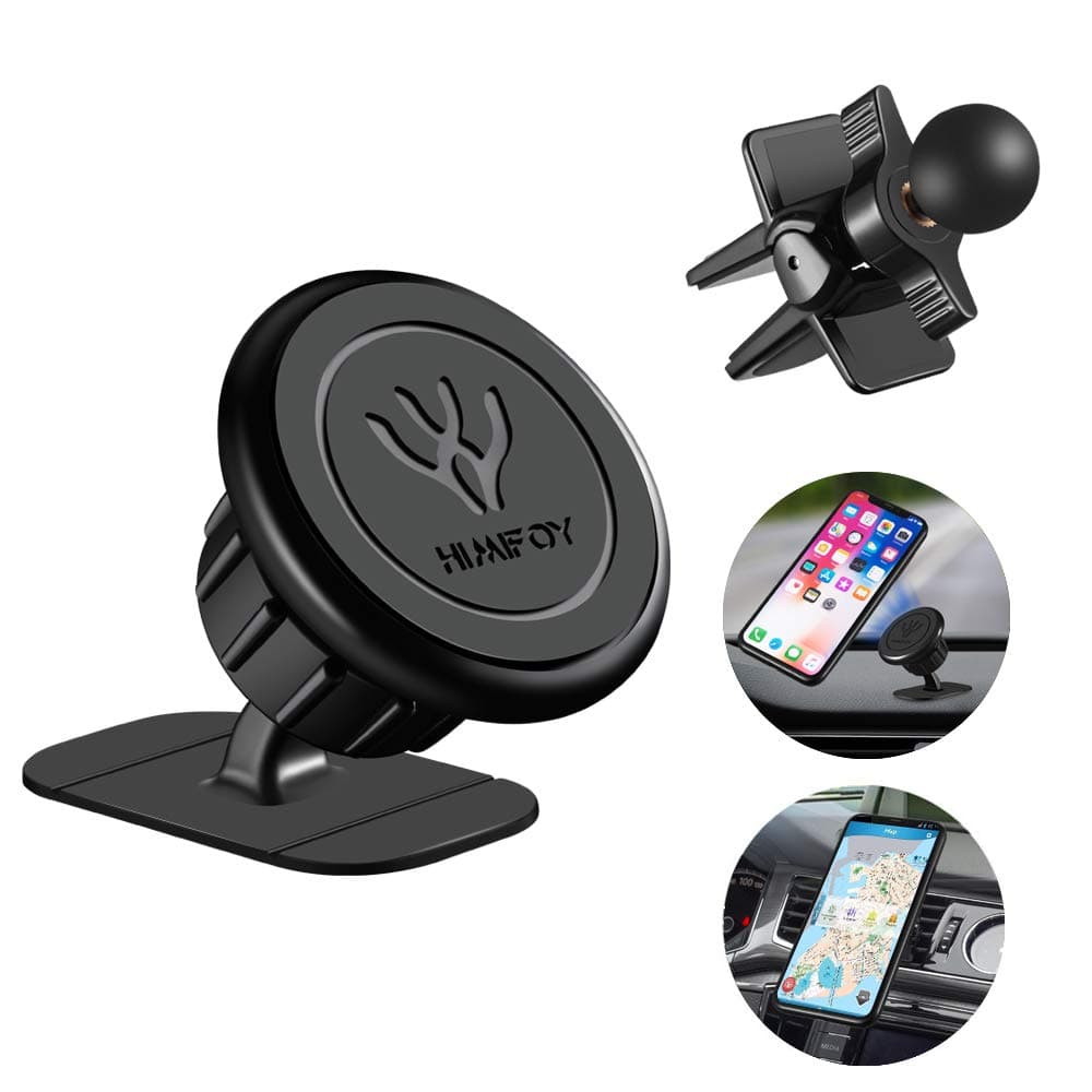 HIMIFOY Car Magnetic Phone Holder 2 in 1 Car Phone Mount Air Vent & Dashboard Magnetic Phone Holder for Cell Phones and Mini Tablets