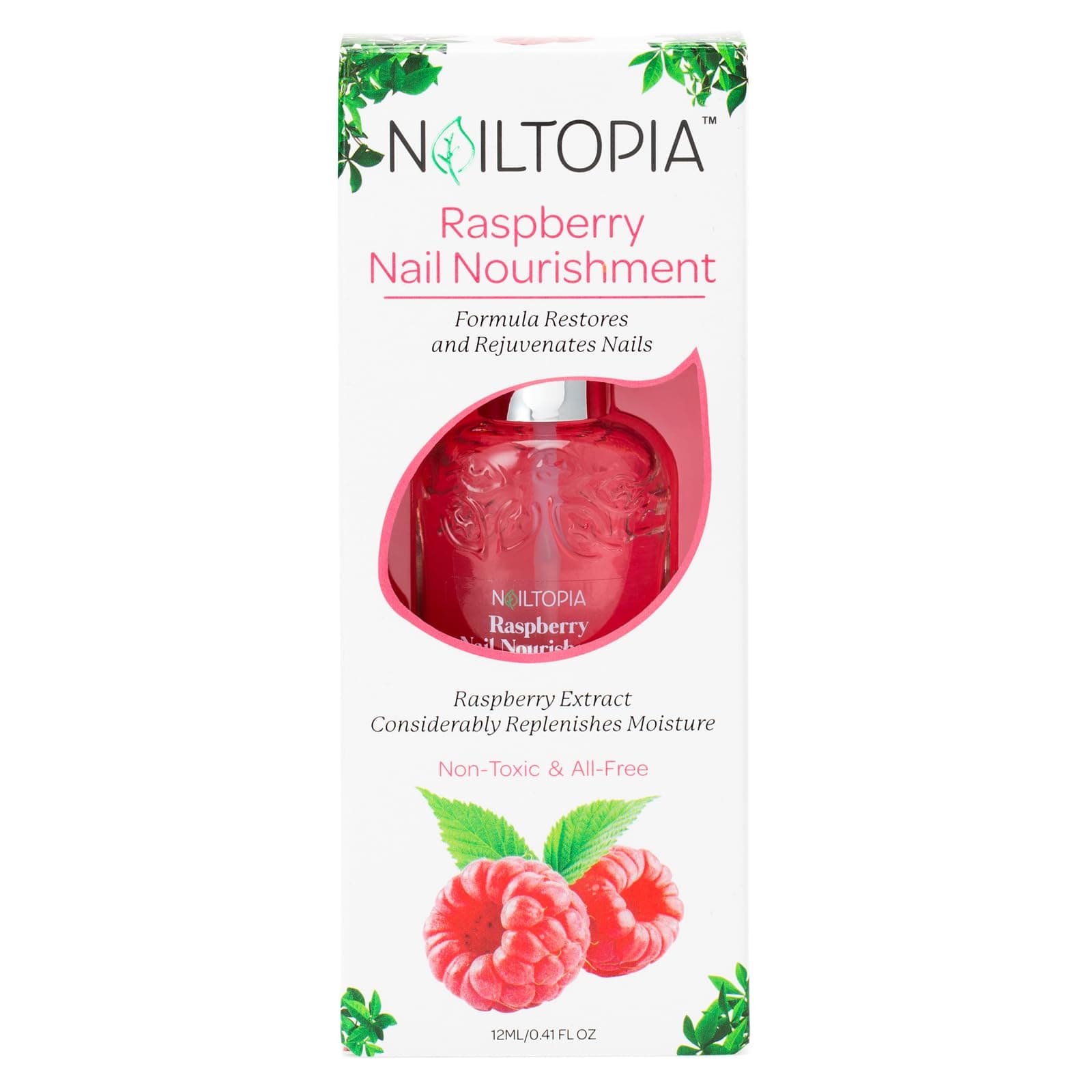 Raspberry Nail Nourishment - Revitalizing Nail Strengthener Treatment for Stronger Nails - Growth Serum for Damaged, Thin, Cracked Nails - Vitamin Infused, Bio Sourced, and Vegan - 0.41 oz