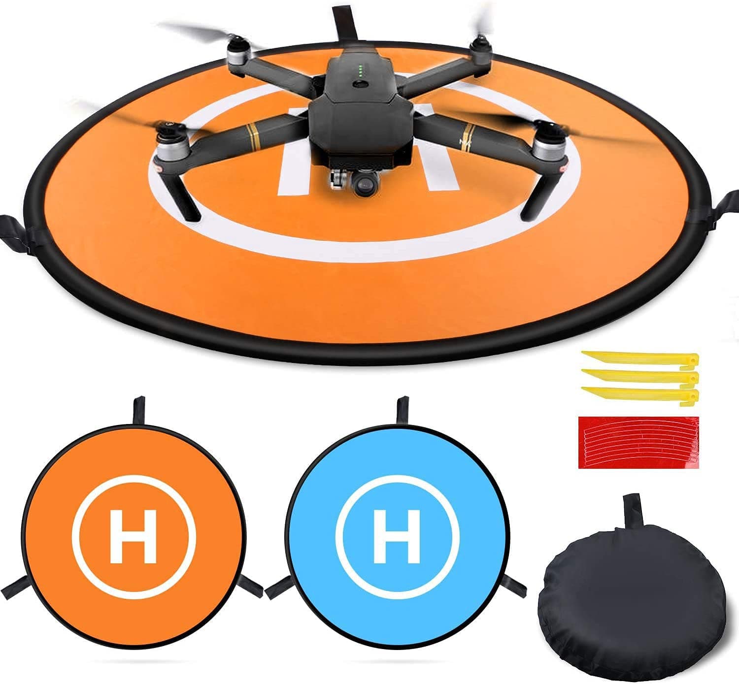 MMOBIEL Landing Pad Waterproof 75cm Orange/Blue Double-Sided Landing Pad for DJI Mavic Mini 2 / Zoom/Air Fly 2 / Phantom/FPV/Inspire