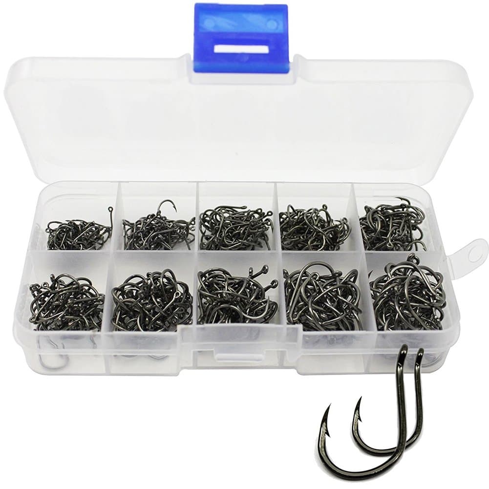 The Young® 500 Fish hook Barbed Carbon Steel Black Bait Fish hook Fishing Hooks Set Sizes 3 to 12