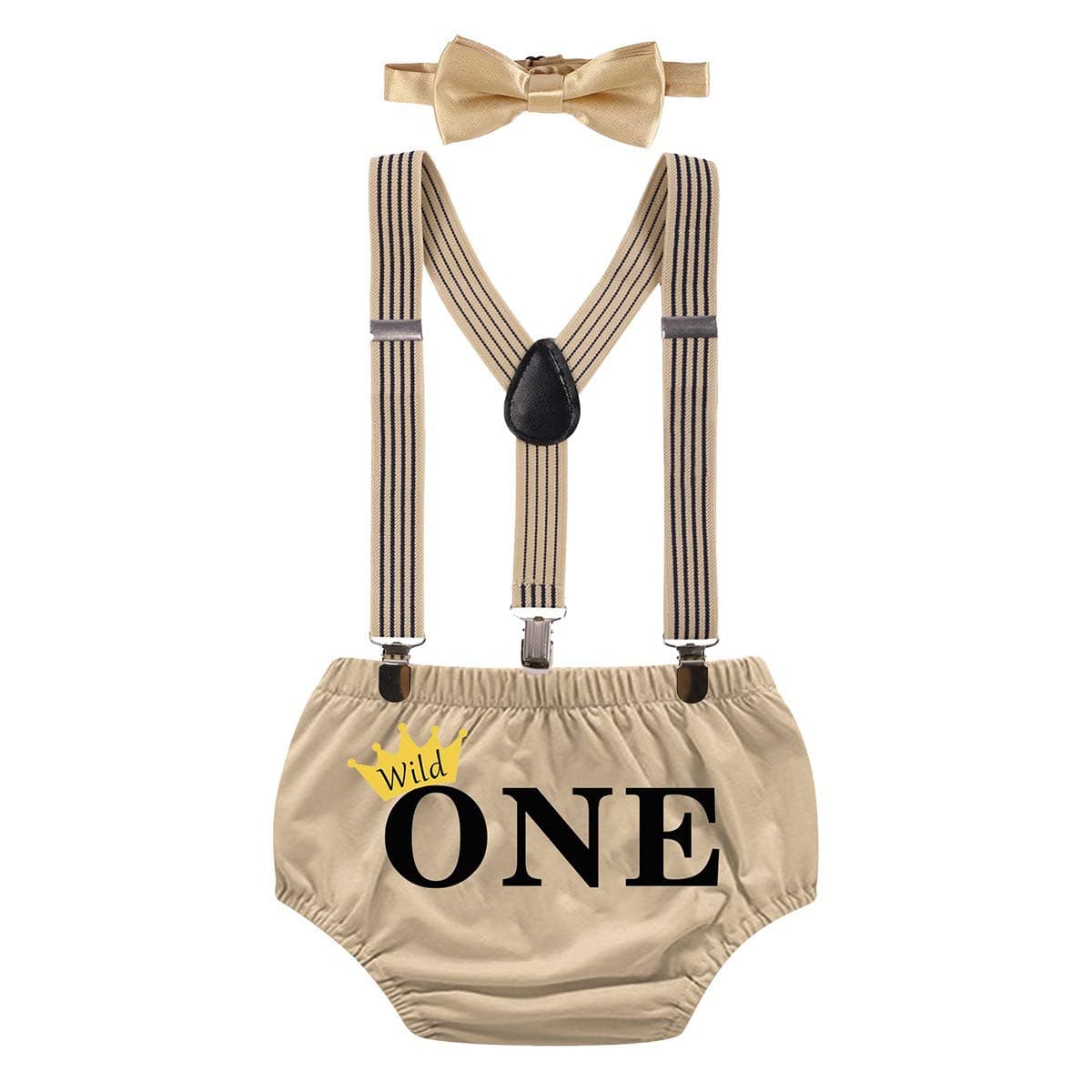 MYRISAM Wild ONE Cake Smash Outfit Boy Birthday Photo Shoot Printed Bloomers Suspenders Bowtie Baby Shower Costume
