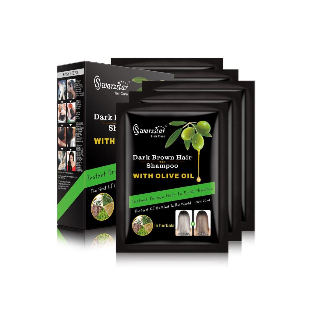 Swarzstar Dark Brown Hair Colour Shampoo 125 ml(Olive Oil of 5 Sachets) (Pack of 2)