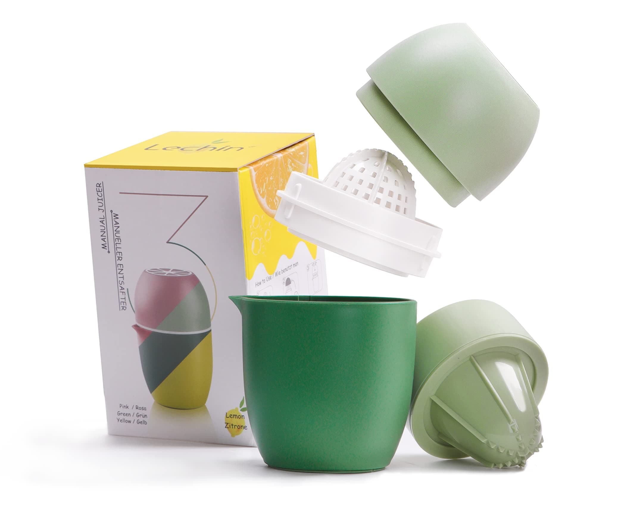 Hand Juicer - Citrus Juicer with Lemon Shape - Hand Lemon Juicer with Two Press Options for Different Fruits (Green)