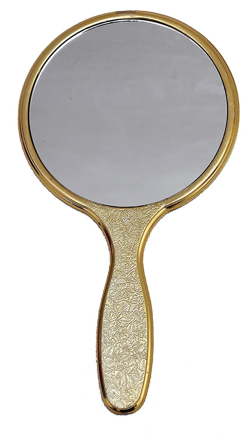 Golden Handheld Salon Barbers Hairdressers Mirror with Large Grip Handle
