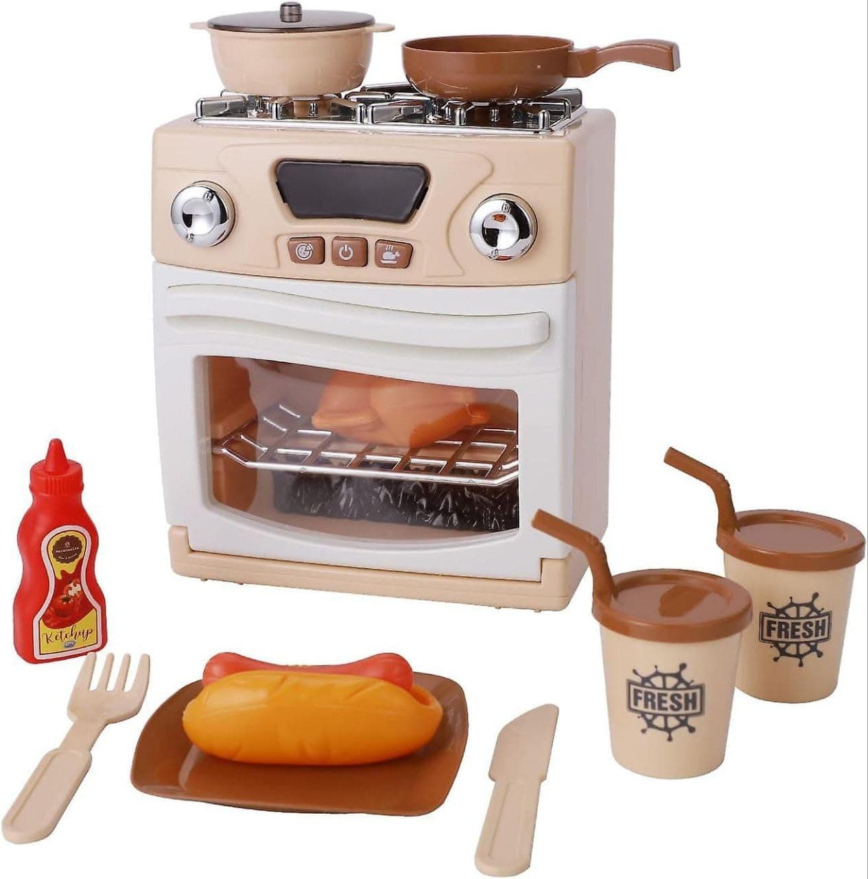 Ramus Kids Oven Toy Stove,Kids Easy Bake Oven Toy Kitchen Set,Role Play Toy Kitchen Set for Kids Ages 3-12,Toddler Kitchen Set for Educational Learning