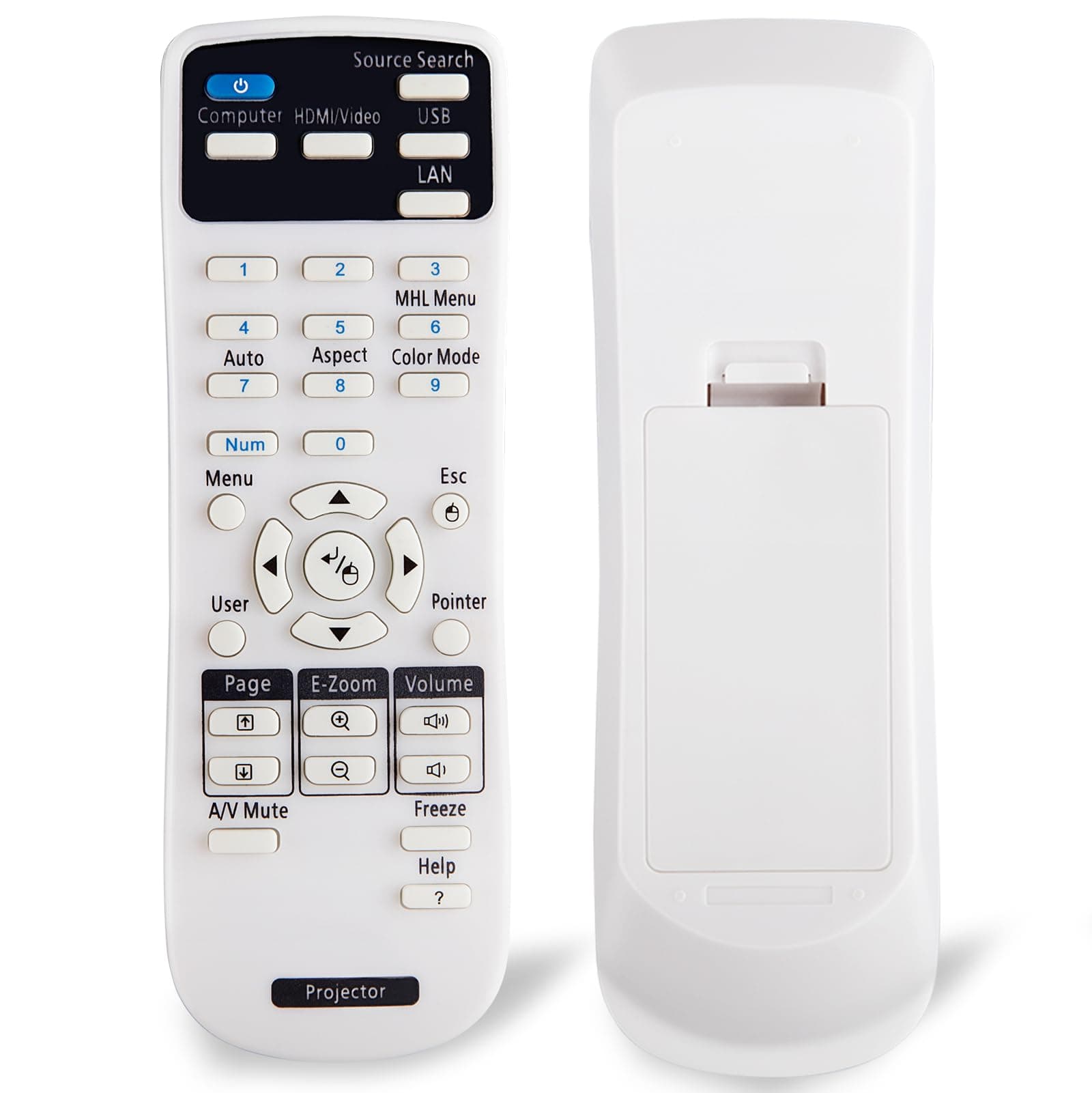 Ewo'S Universal Projector Remote Control For Epson Home Cinema, Powerlite, Eb-, Ex, Vs, H, Brightlink, Emp- Series Projectors. - White