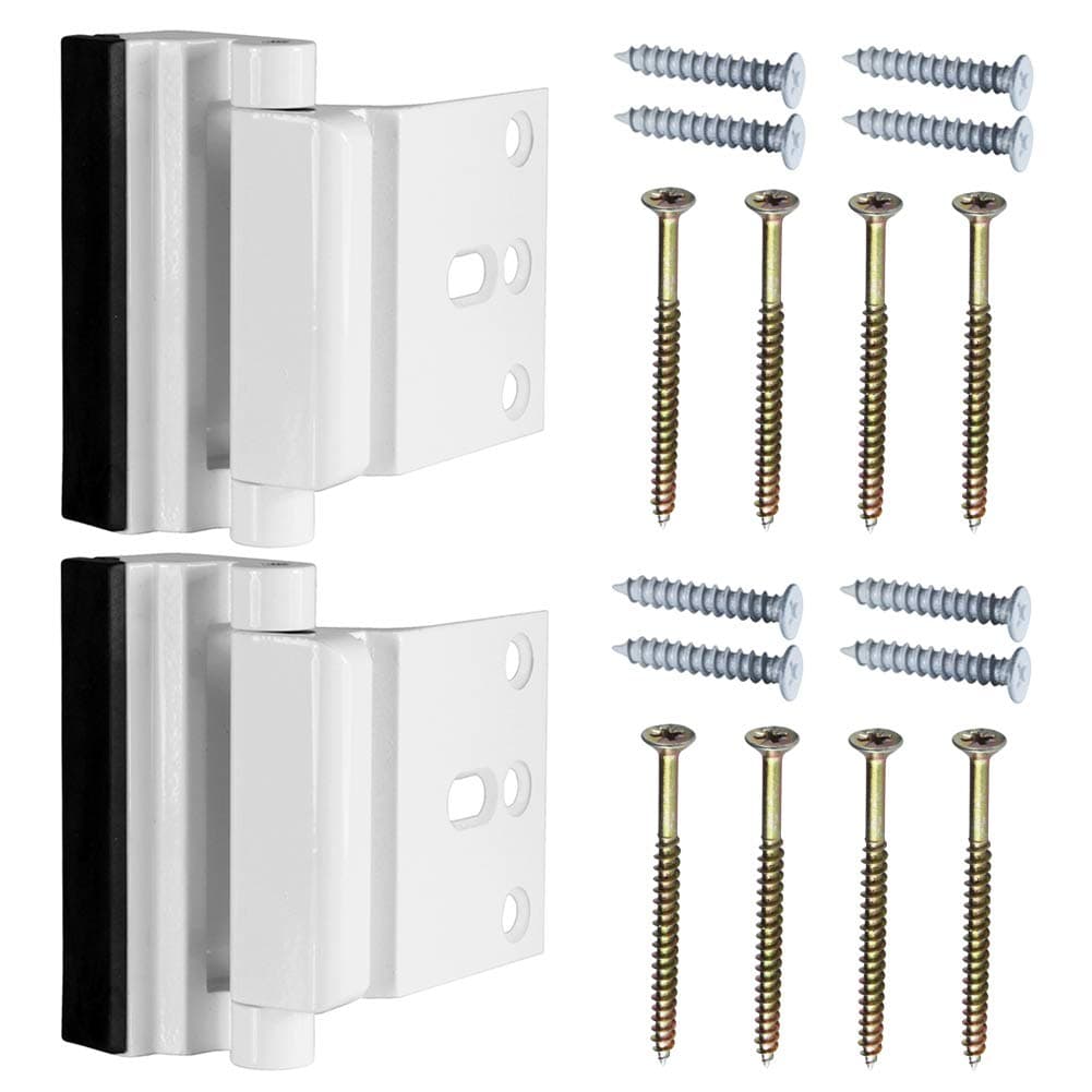 Home Security Door Locks White 2 Pack,Joneaz Childproof Door Reinforcement Lock Withstand 800 LB Power with 8 Screws