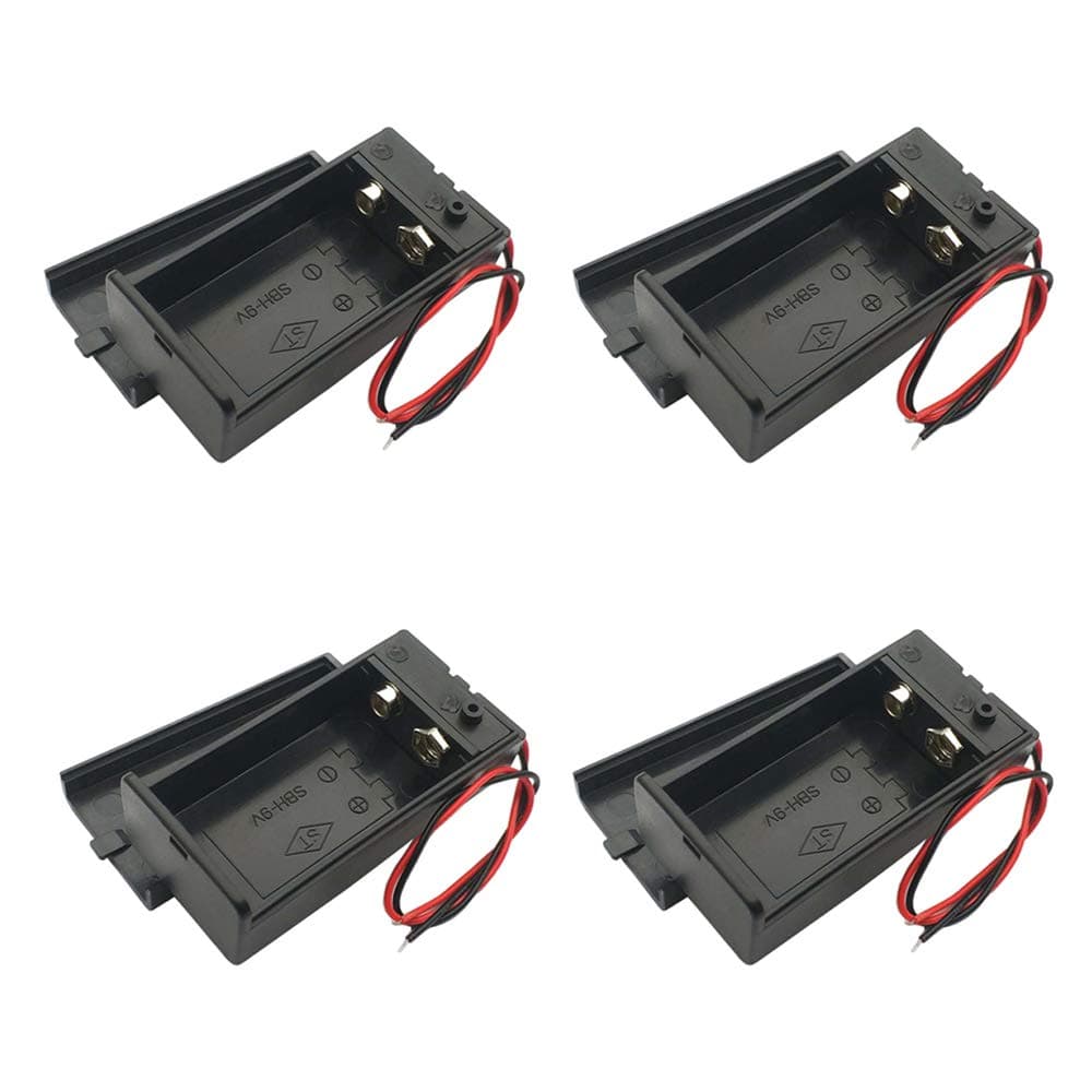 BestTong (Pack of 4) 9v Battery Holder, 9 Volt Battery Holder with Switch, 9v Battery Case with Switch