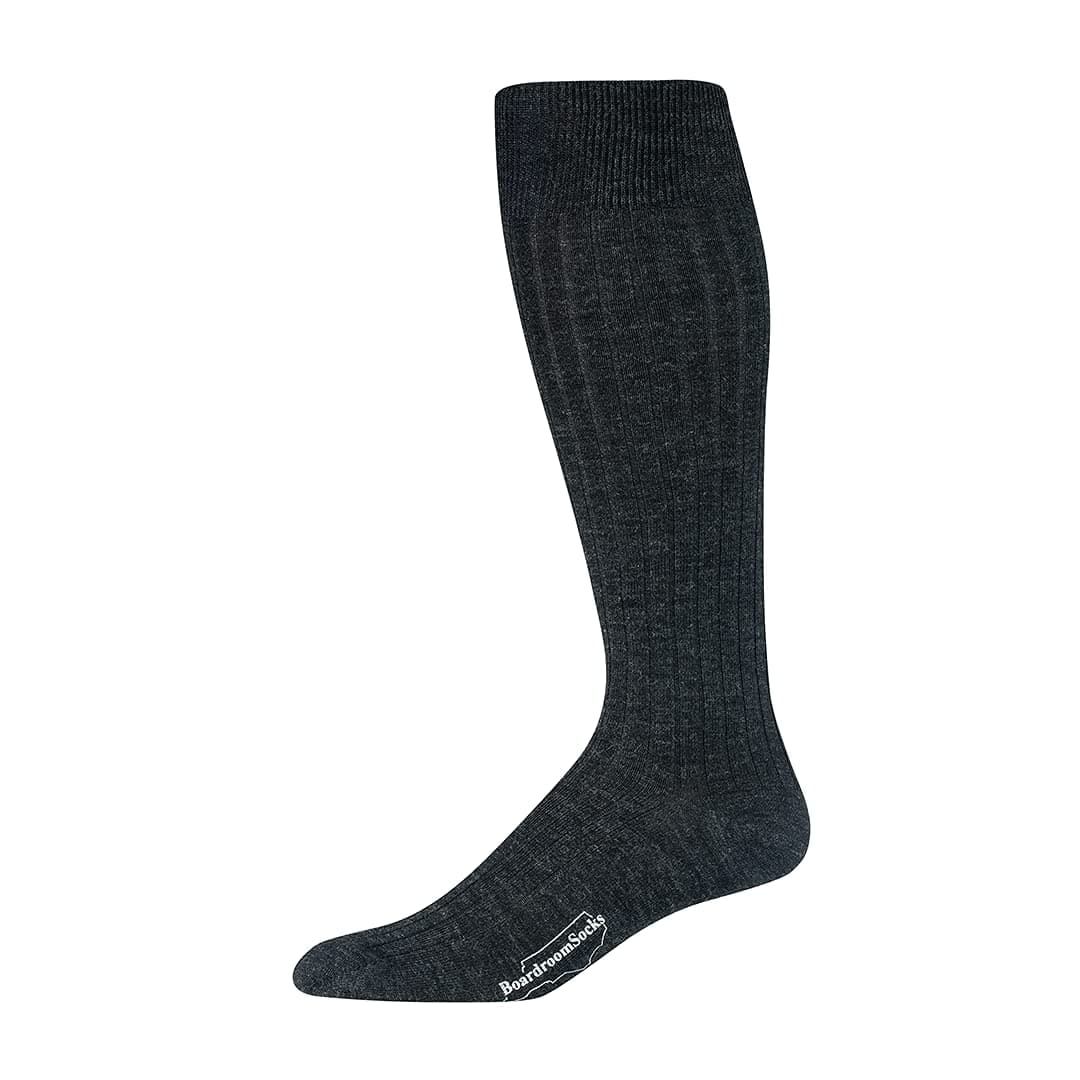 Merino Wool Dress Socks for Men – Over-the-Calf, Ribbed Wool Dress Socks for Size 8-12 – Breathable, Reinforced Heel and Toe