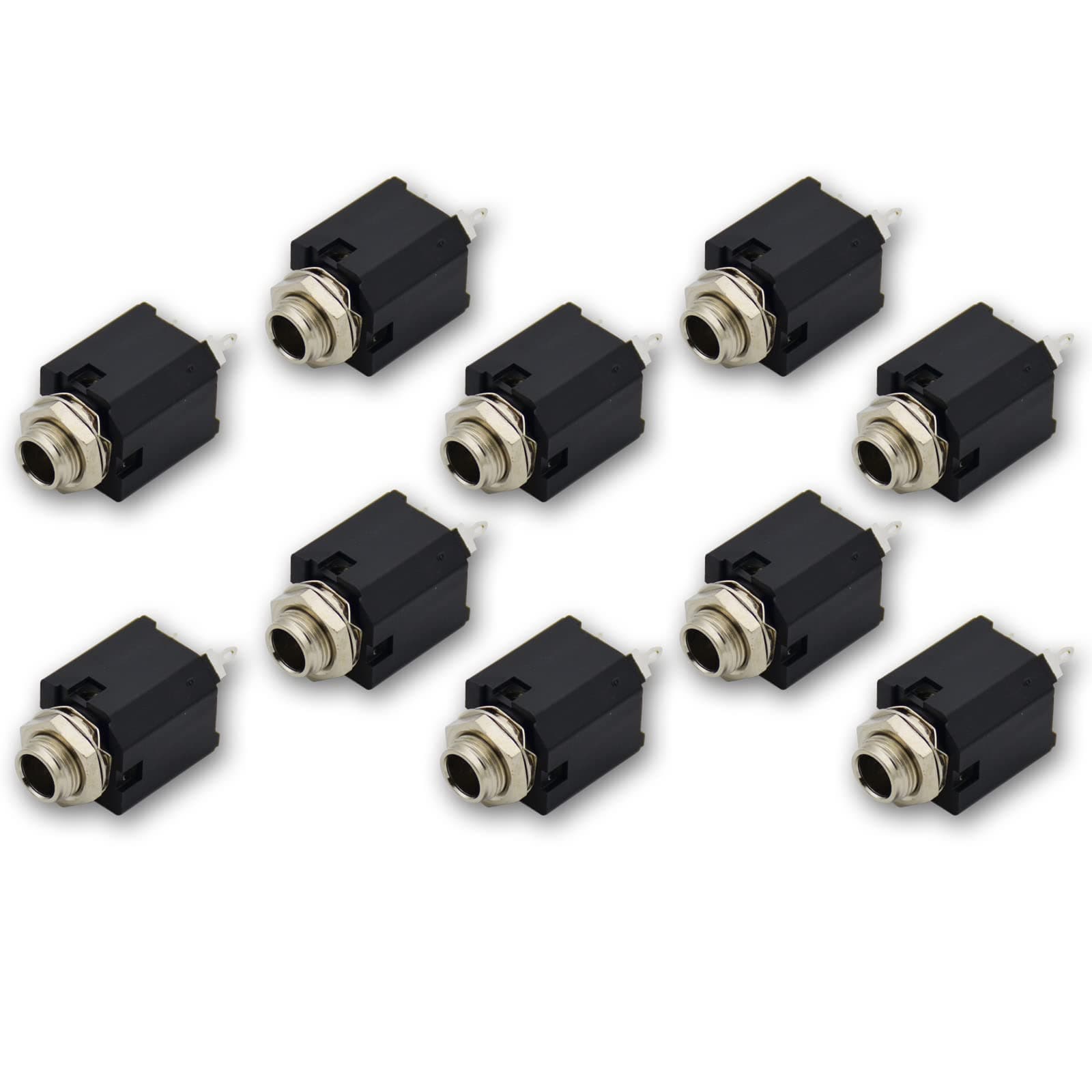 Czyuntuo Audio 1/4" Jack Female 6.35mm TRS Stereo Panel Mount Socket Guitar Input Jack,Patch Cables, Microphone Connector Adapter-No ON/Off Type 10 Pack