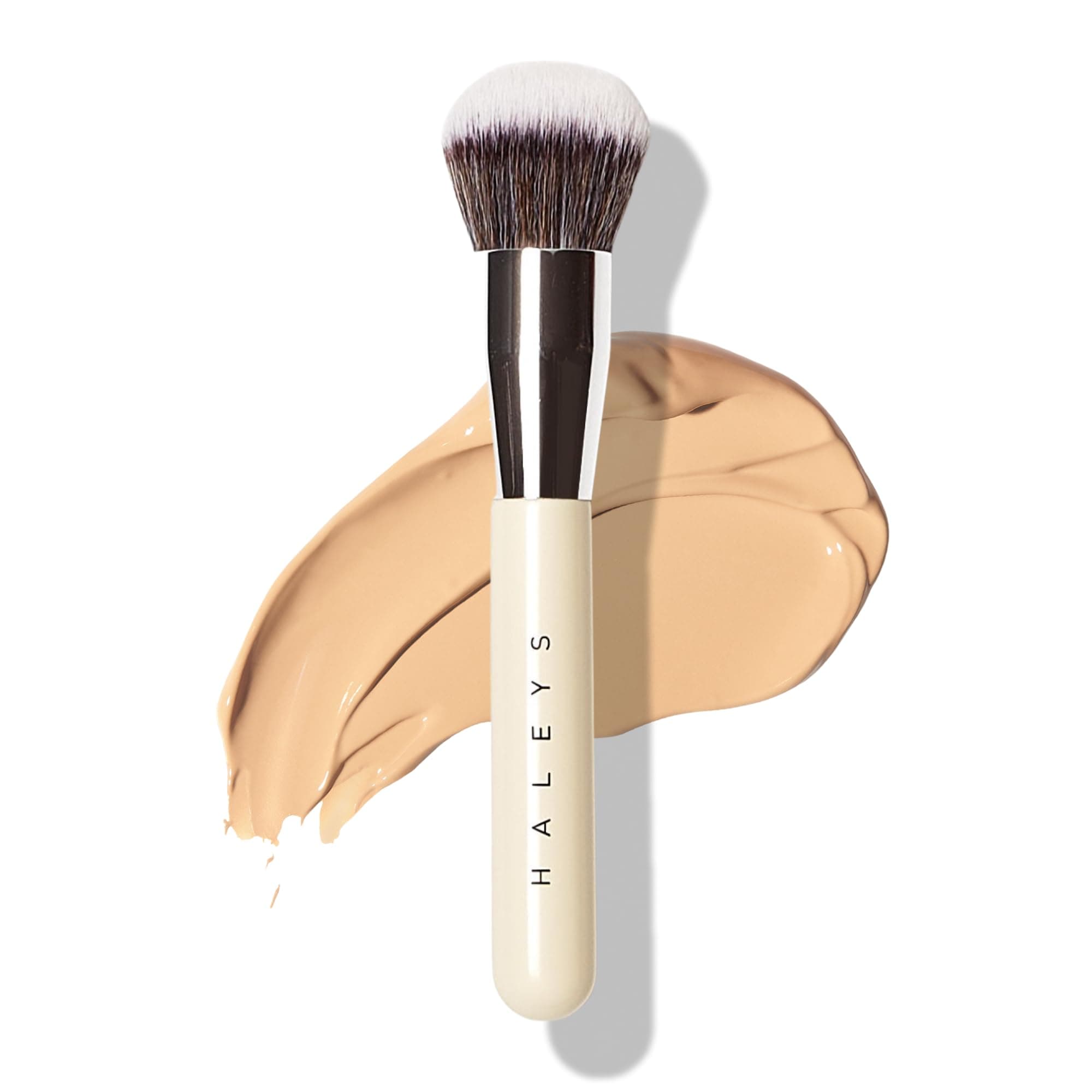 - Haleys Beauty Kabuki Foundation Brush For Applying Powder, Foundation, Bronzer, Blush, and Mineral Make up, Soft Bristles, Seamless Blending, Makeup Brushes Essential, Vegan & Cruelty Free
