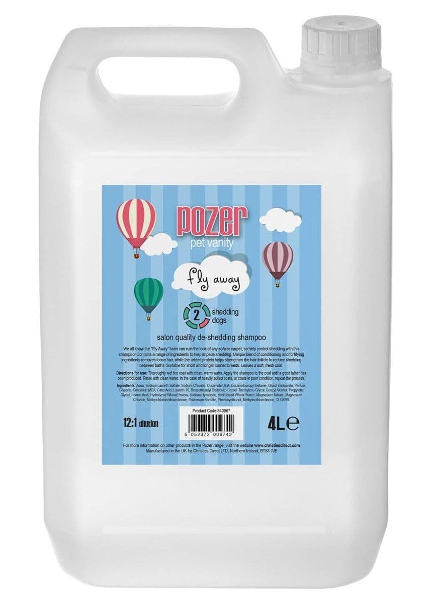 Fly Away Dog Shampoo - Deshedding Shampoo for Dogs - Contols Dog's Hair Shedding - Helps to Remove Loose Hair and Reduce Shedding - Leaves a Soft & Fresh Coat - Fresh Scent, 4 Litre