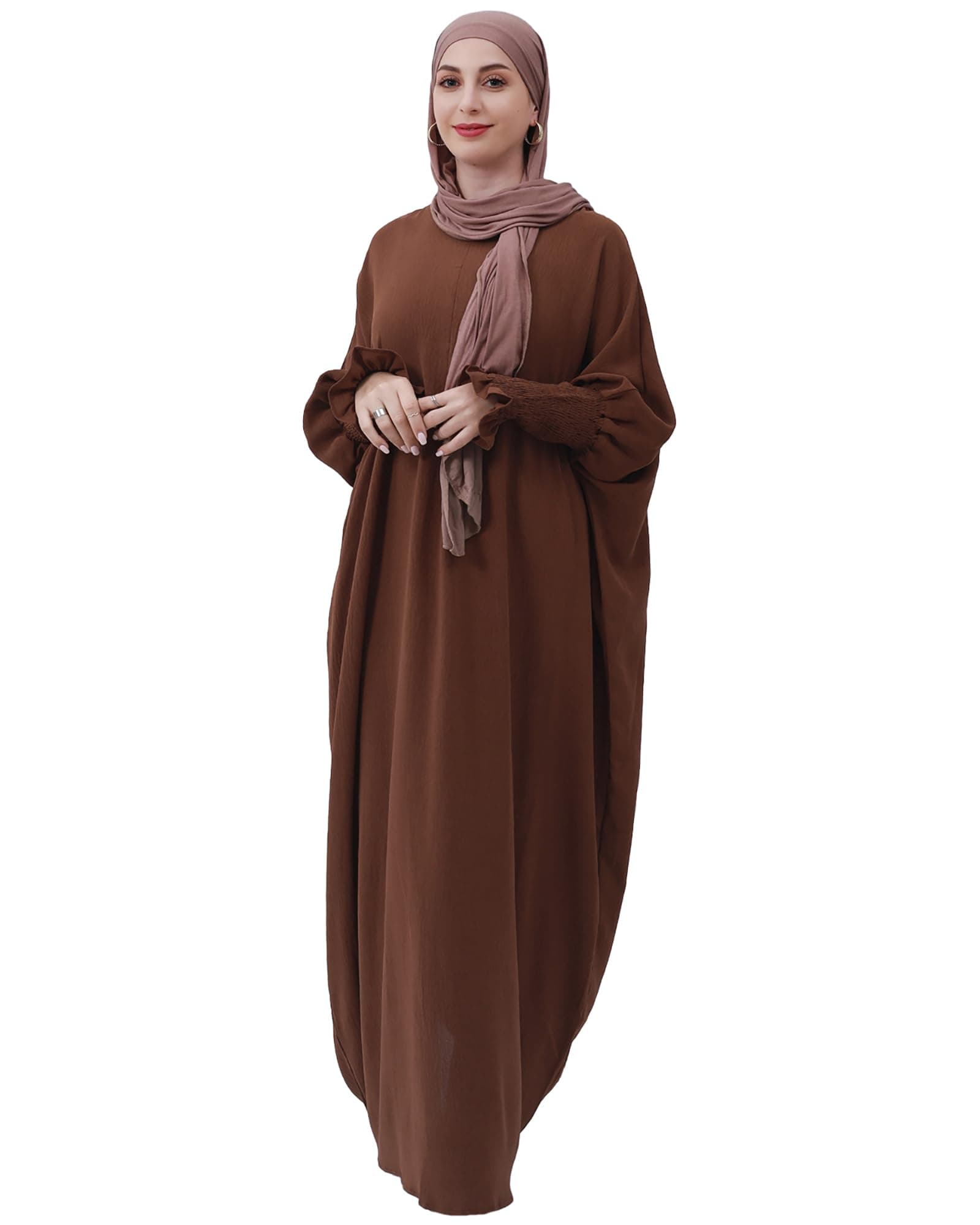 Muslim Prayer Abaya Islamic Women's Khimar Pure Color Hijab Dress Long Sleeve Dubai Kaftan