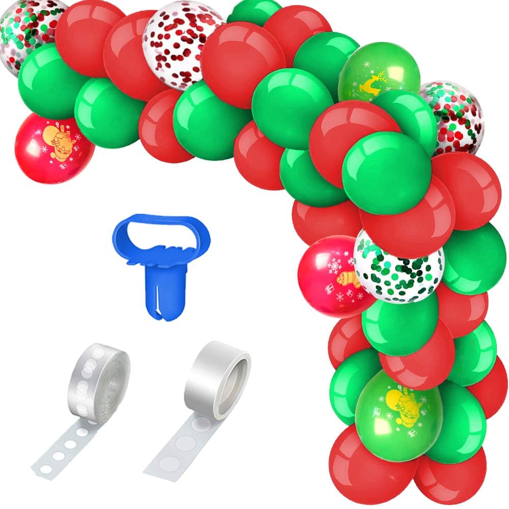 Christmas Balloon Decorations 115 pcs Balloon Garland kit Party Balloons for Christmas Decorations Red Green matt Balloon Arch Christmas Confetti Balloons Inflatable Christmas Decorations