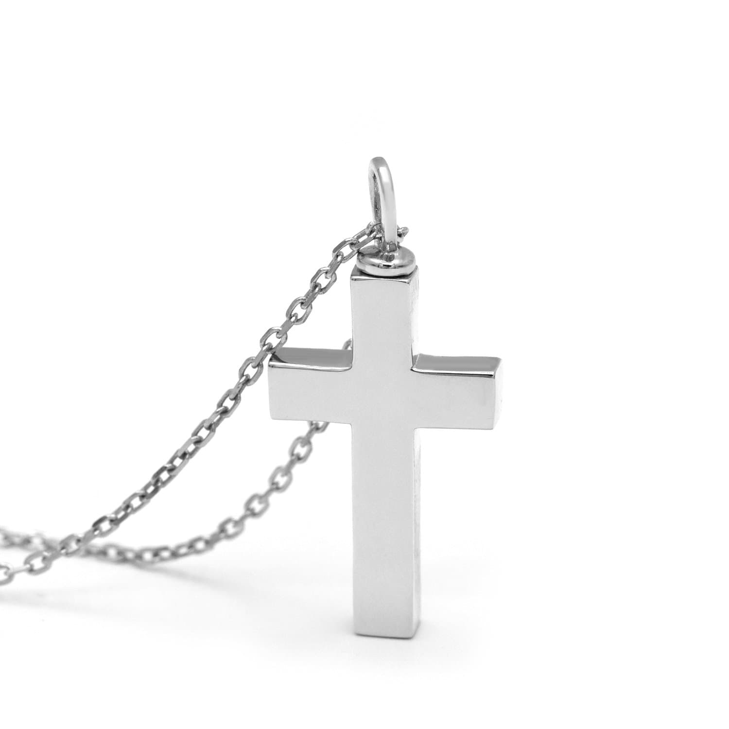 BEILIN Jewelry 925 Sterling Silver Urn Cross Necklace for Men for Women(Silver)