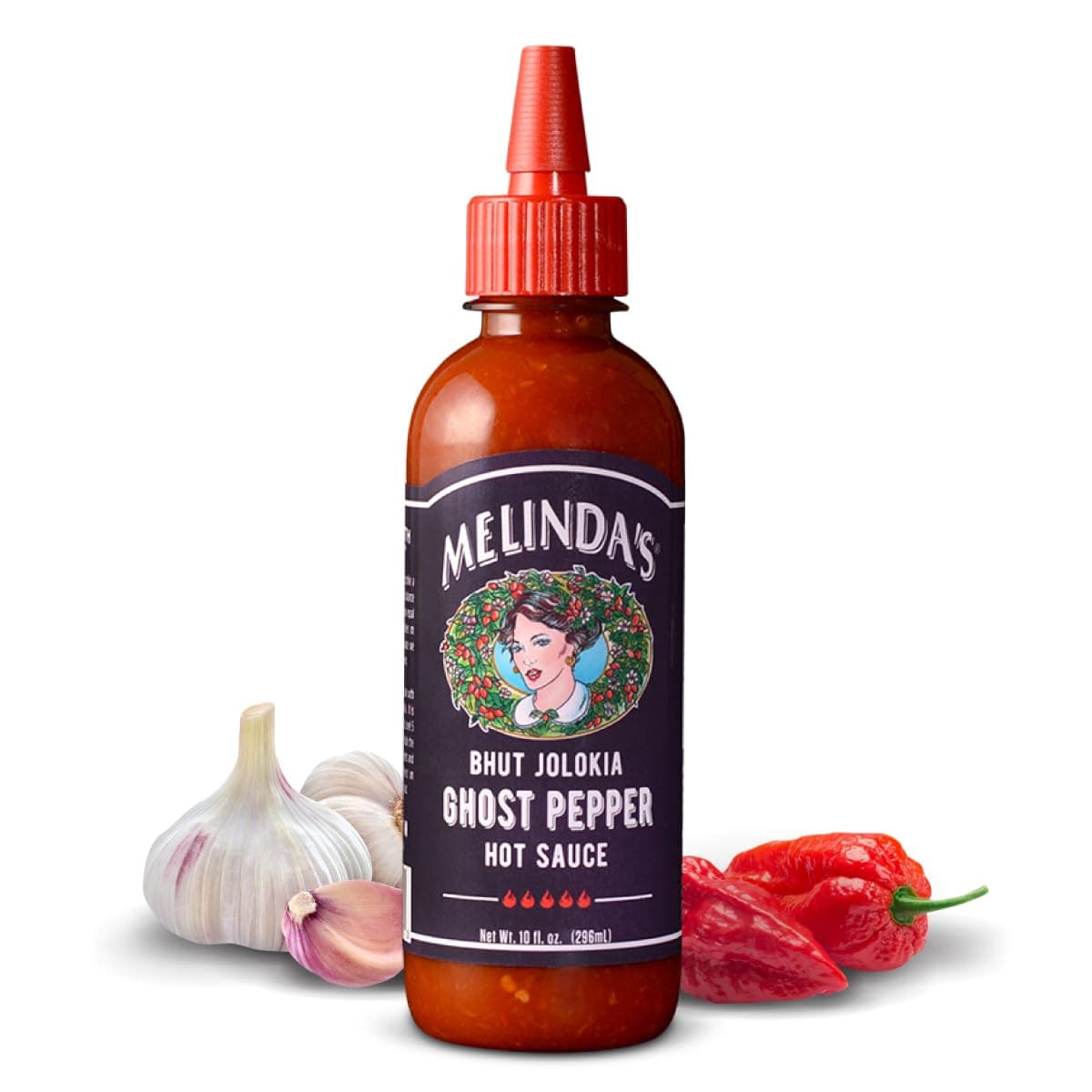 Melinda's Ghost Pepper Hot Sauce - Gourmet Extra Spicy Hot Sauce - Made with Fresh Ingredients, Ghost Peppers (Bhut Jolokia), Habanero Pepper, Carrot, Garlic, Lime Juice - 10oz Squeeze, 1 Pack