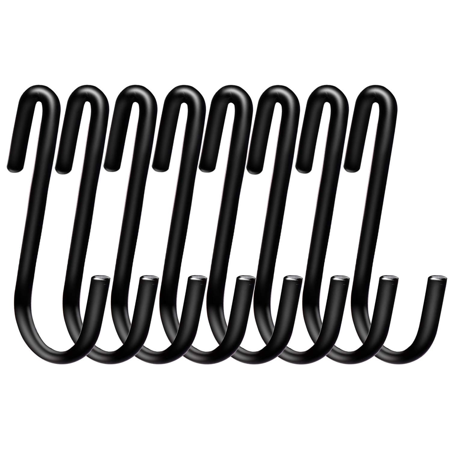 30 Pack 2.4 inches S Hooks for Hanging on Wire Shelves, Black S Shaped Hanging Hooks Hangers Pan Holder Pot Wire Rack Hooks for Kitchenware Spoons Pans Pots Utensils Jeans Bags Towels Plants,