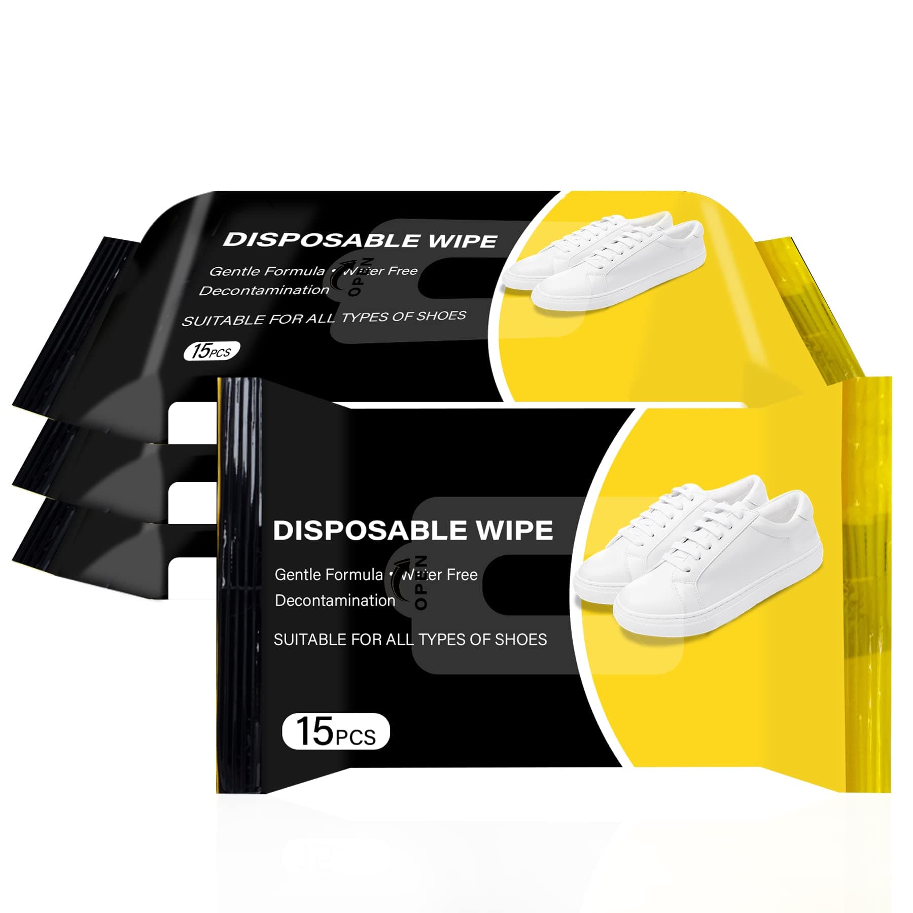 YOLOPARKSneaker Wipes 4 Pack 60 Pcs, Quick Cleaning Shoe Wipes Disposable for Sneaker Sport and Other Shoes, Shoe Cleaning Kit Travel Friendly