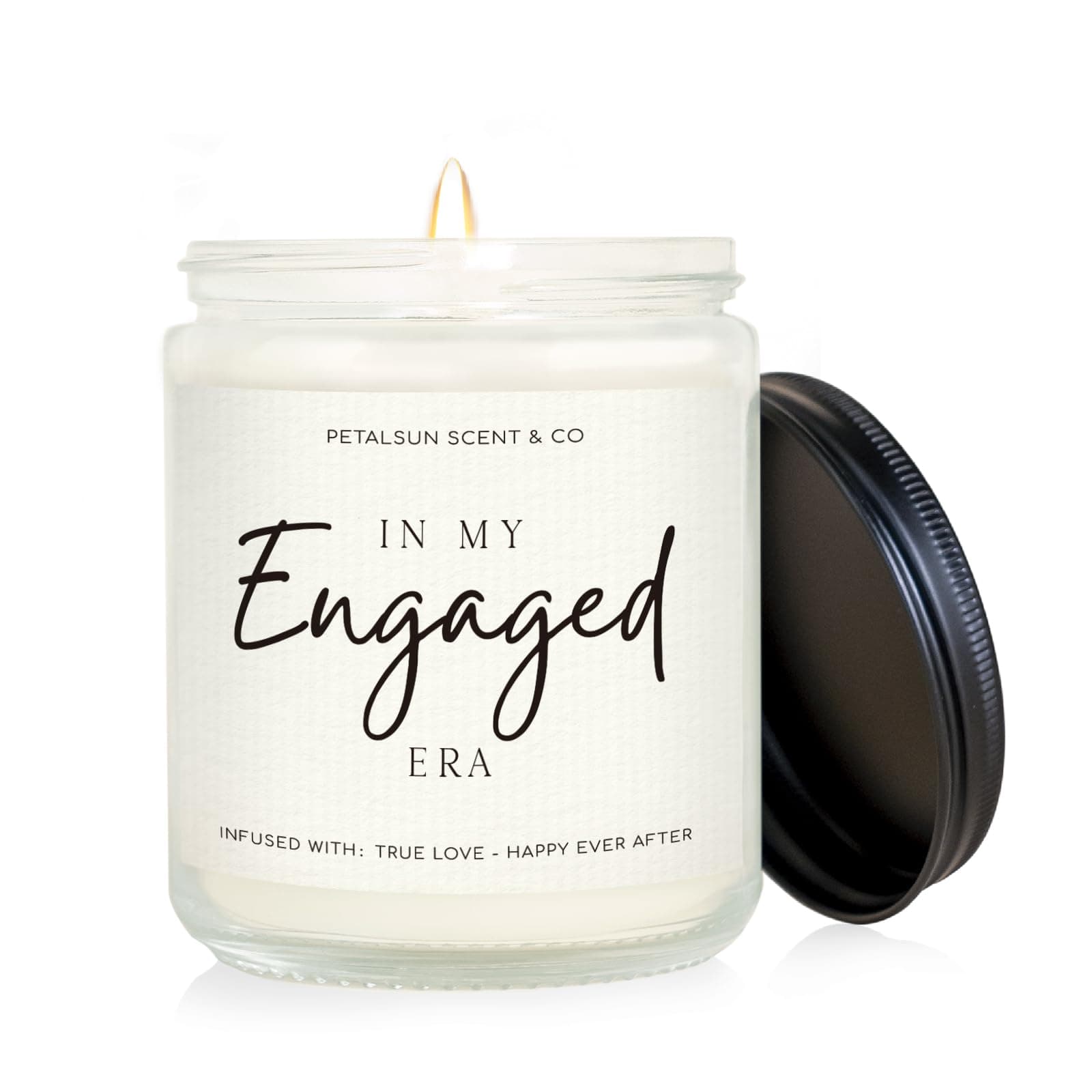 Engagement Gifts for Couples – Lavender Scented Candle for Relaxation & Stress Relief (7oz) – Just Engaged Gifts for Her, Bride to Be, Fiance, Engagement Party Decorations, Handmade