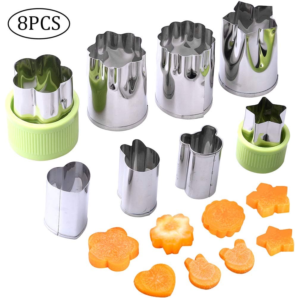 nuosen Vegetable Cutter Shapes Set,8 PCS Stainless Steel Pie Fruit Cookie Stamps Mold Cookie Cutter Decorative Food Kids Baking Tools Accessories