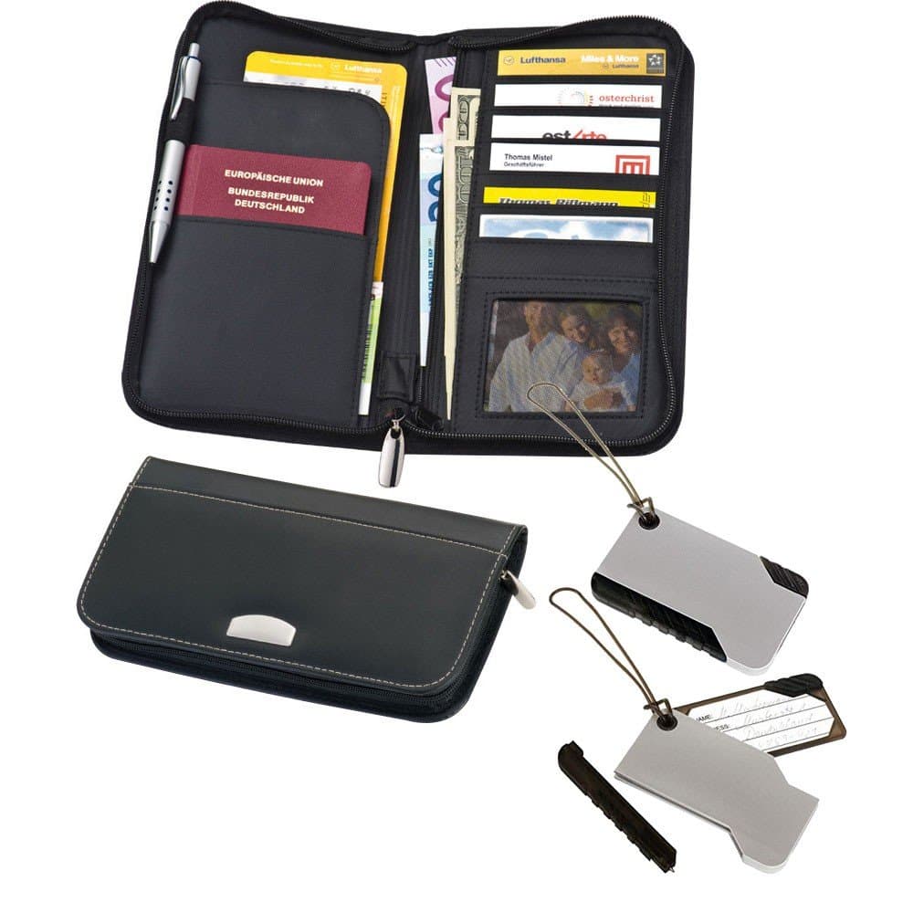 Travel Wallet Travel Wallet Travel Wallet – Ticket Pocket + 2 Luggage Labels/Tags with ball point pen