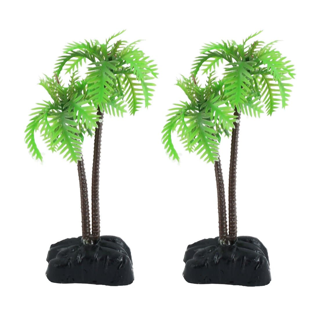 uxcell 2 PCS Plastic Coco Tree Plants for Fish Tank Aquarium Deocr