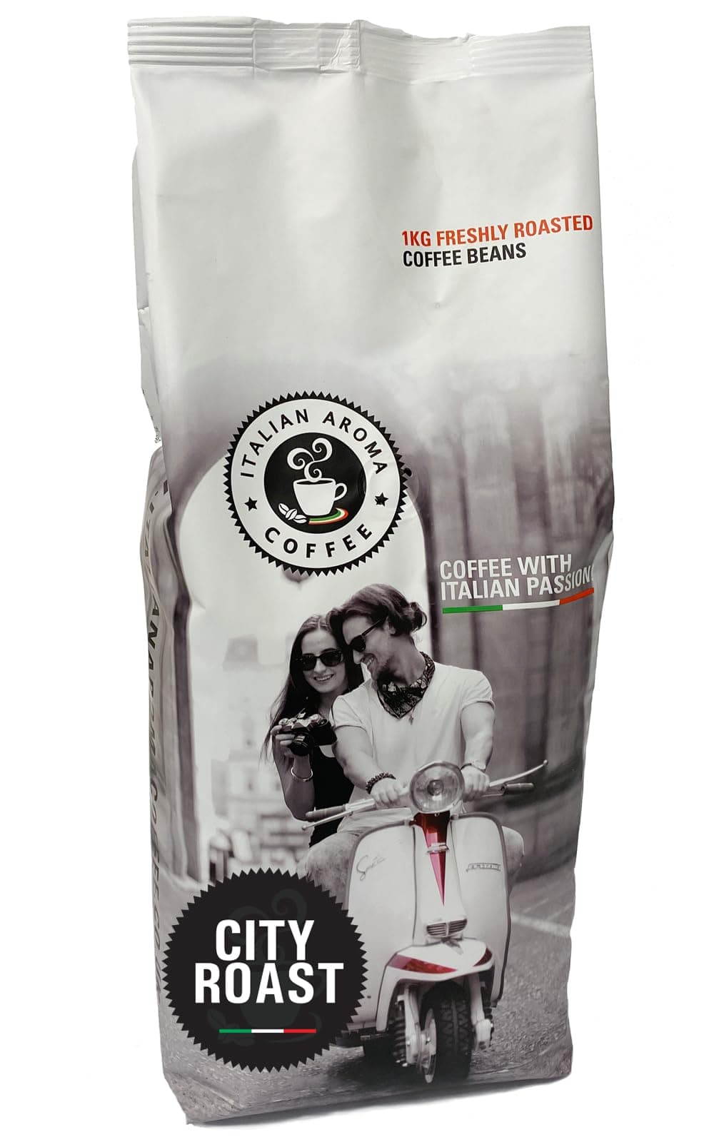 1KG - Whole Coffee Beans - CITY ROAST - Dark, Rich and Full-Bodied - Traditional Italian Coffee Flavour