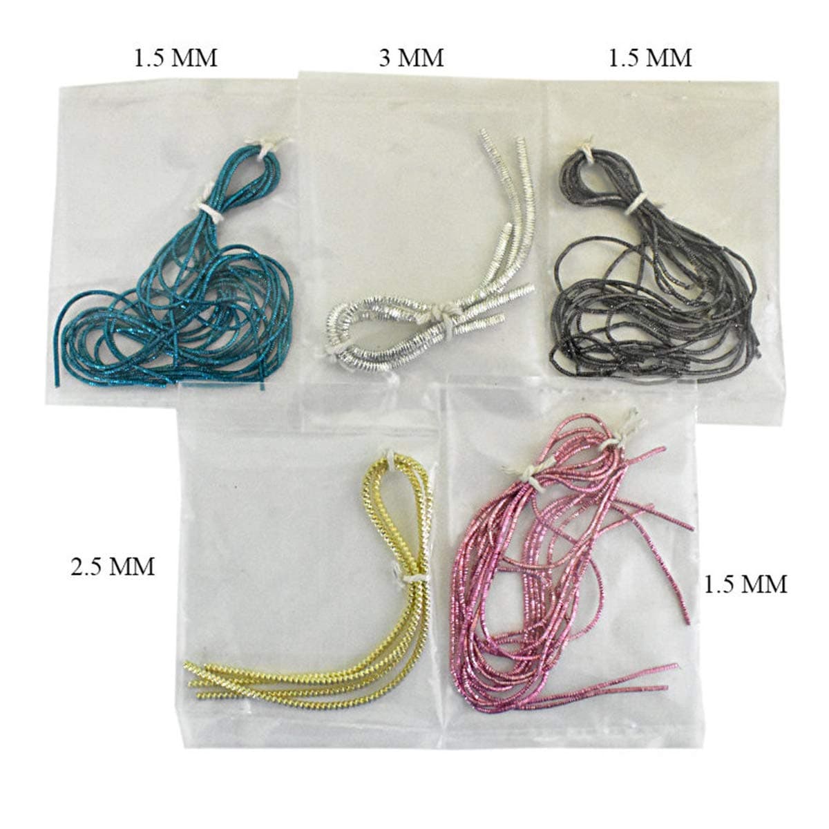 Embroiderymaterial Metallic Gimp French Bullion Wire Coil for Beading Pearls, Jewelry Making, Embroidery and Craft (1MM-3.5MM Thick) (Multi-Color)