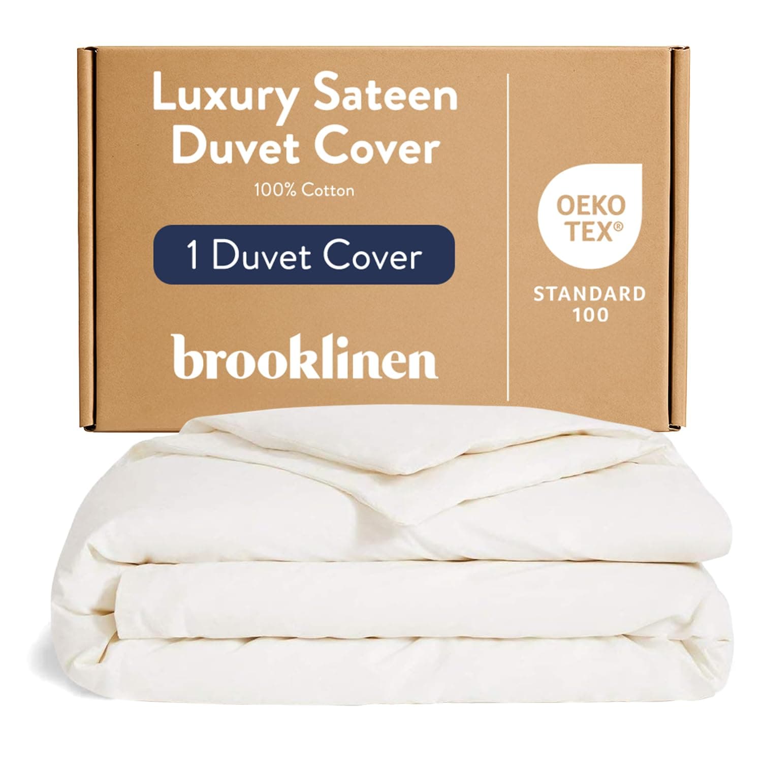- Brooklinen Luxury Sateen Duvet Cover - 100% Cotton, Full/Queen Size in Cream with Extra-Long Corner Ties and Button Closure - Best Full/Queen Duvet Covers