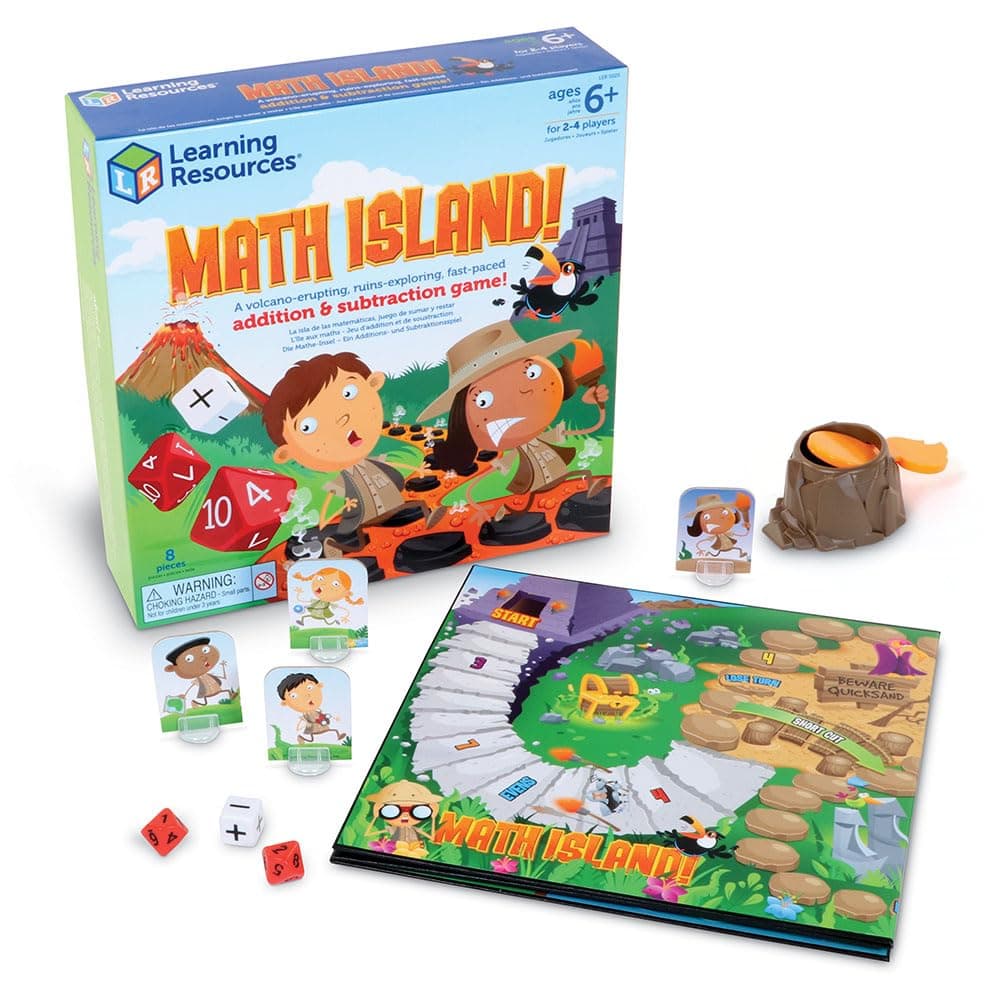 Learning Resources Math Island Addition & Subtraction Game - Math Manipulatives, Educational Board Toys, Classroom Flash Cards , Volcano Toy, STEM Kids, Gifts for Boys And Girls , Montessori