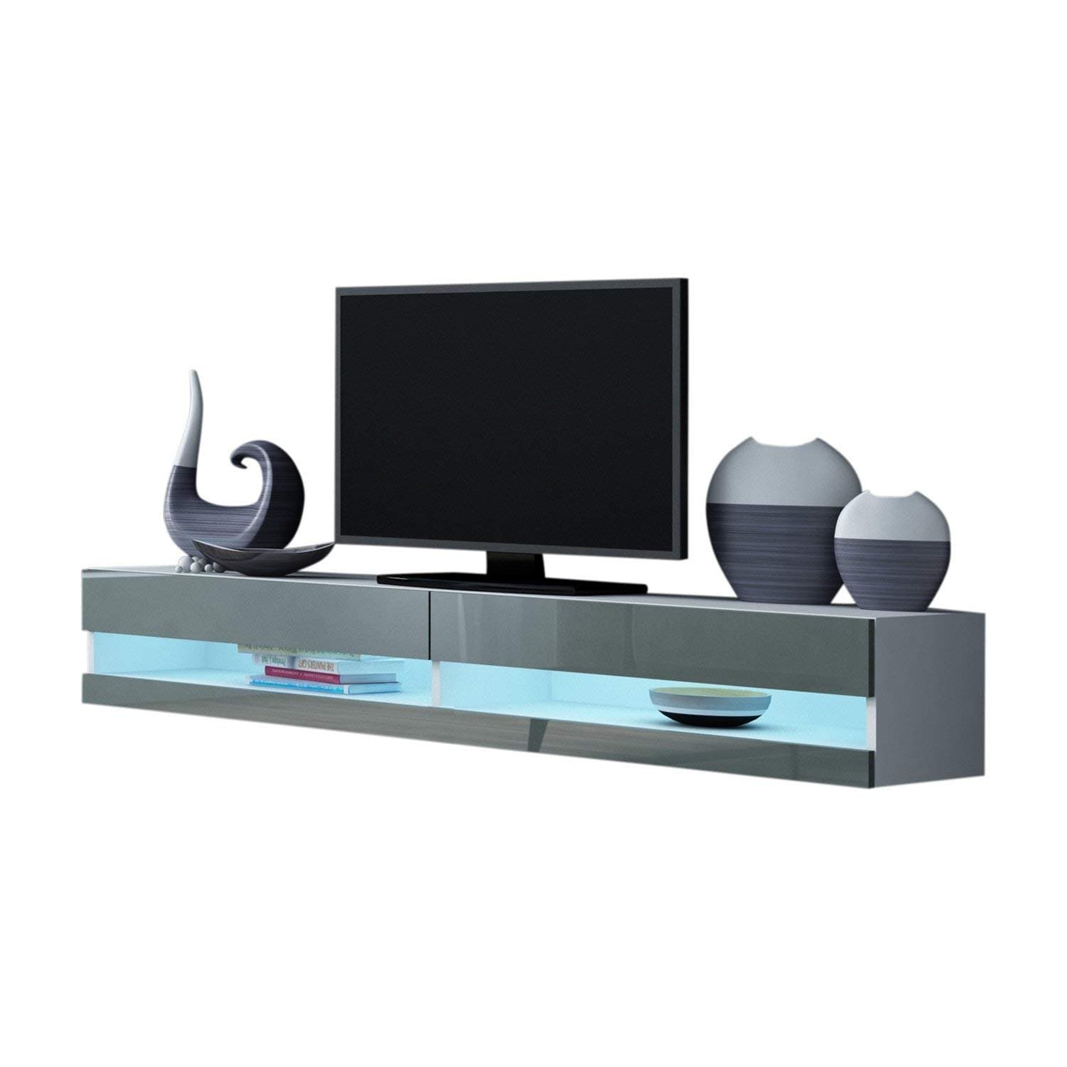 Seattle Wall Mounted TV Stand/TV Entertainment Center/Floating tv Wall Units Color (White & Grey)