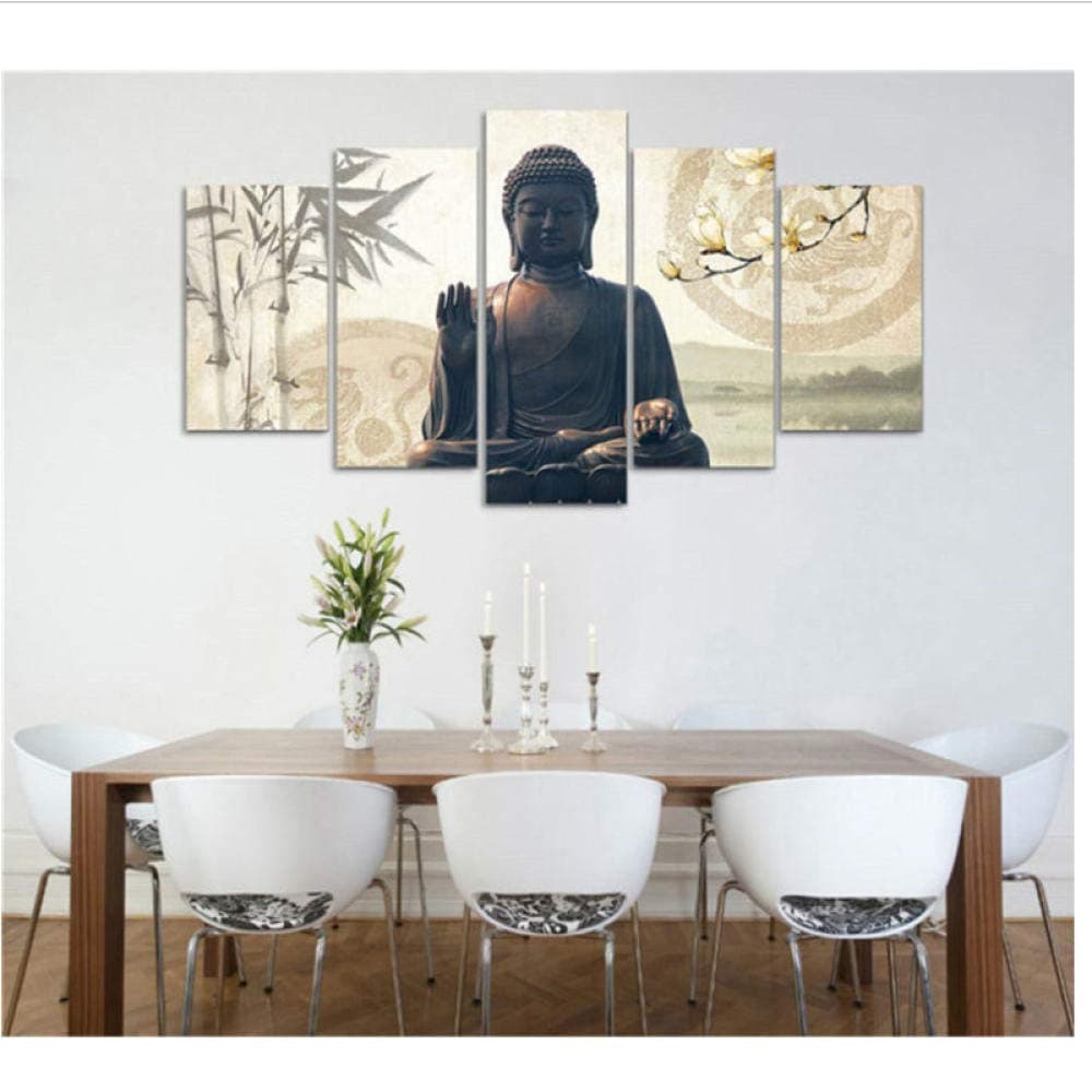5 Piece Art Buddha Canvas Painting Buddhist Wall Paintings Sets for Bedroom Office Decor HD Print Modular Pictures 40x60 40x80 40x100cm No Frame