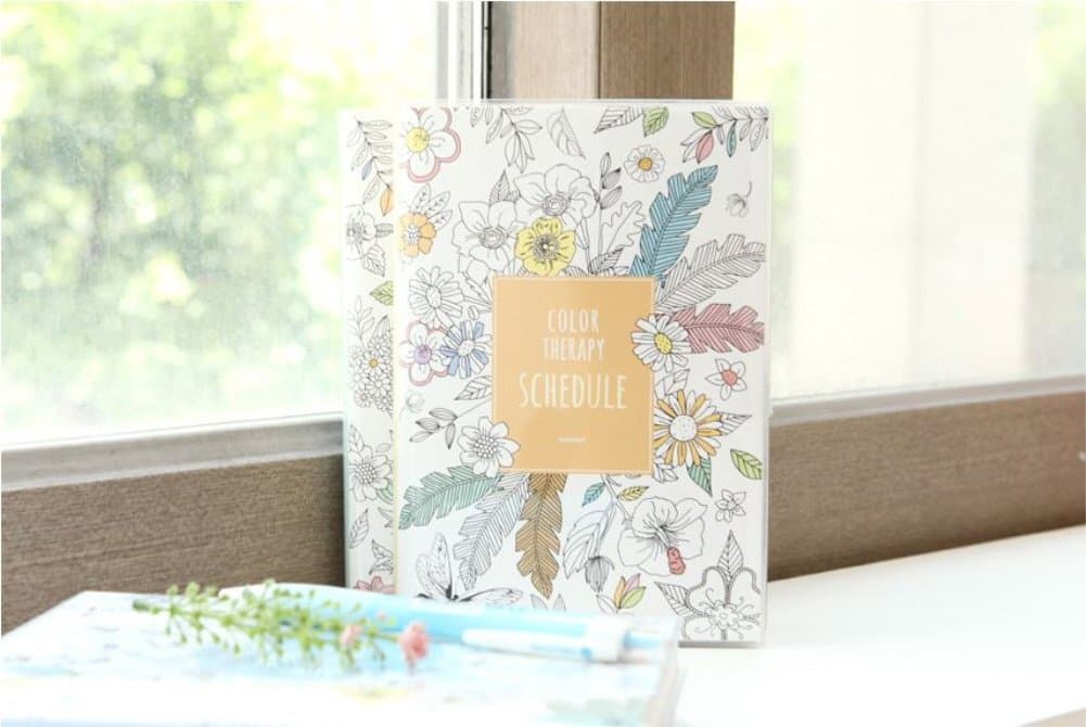 'Color Therapy' Coloring Books Monthly Weekly Daily Planners Academic Planner Organizer Agenda, Solution to Stress (Yellow)