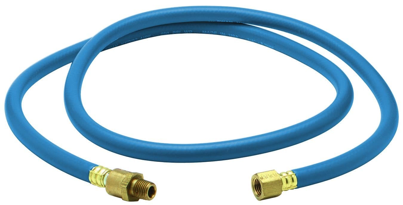 Blue 300 Psi PVC Lead-in Air Hose 1/4" x 24" with 1/4" MNPT x 1/4" FNPT Fittings & Ball Swivel