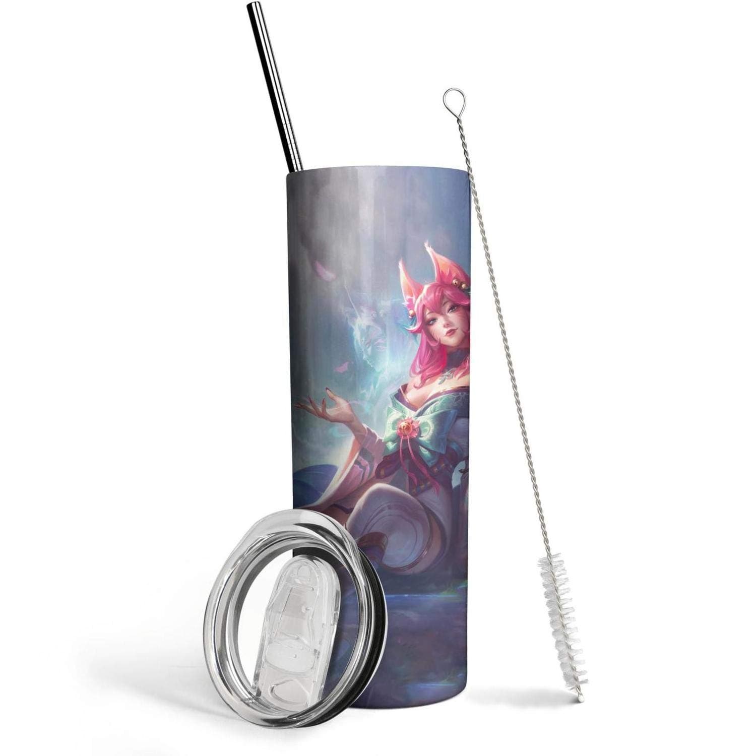 Stainless Steel Skinny Tumbler League-of-Legends-Ahri- Water Bottle for Tea for School Office Insulated Travel Tumbler Works 20 Oz