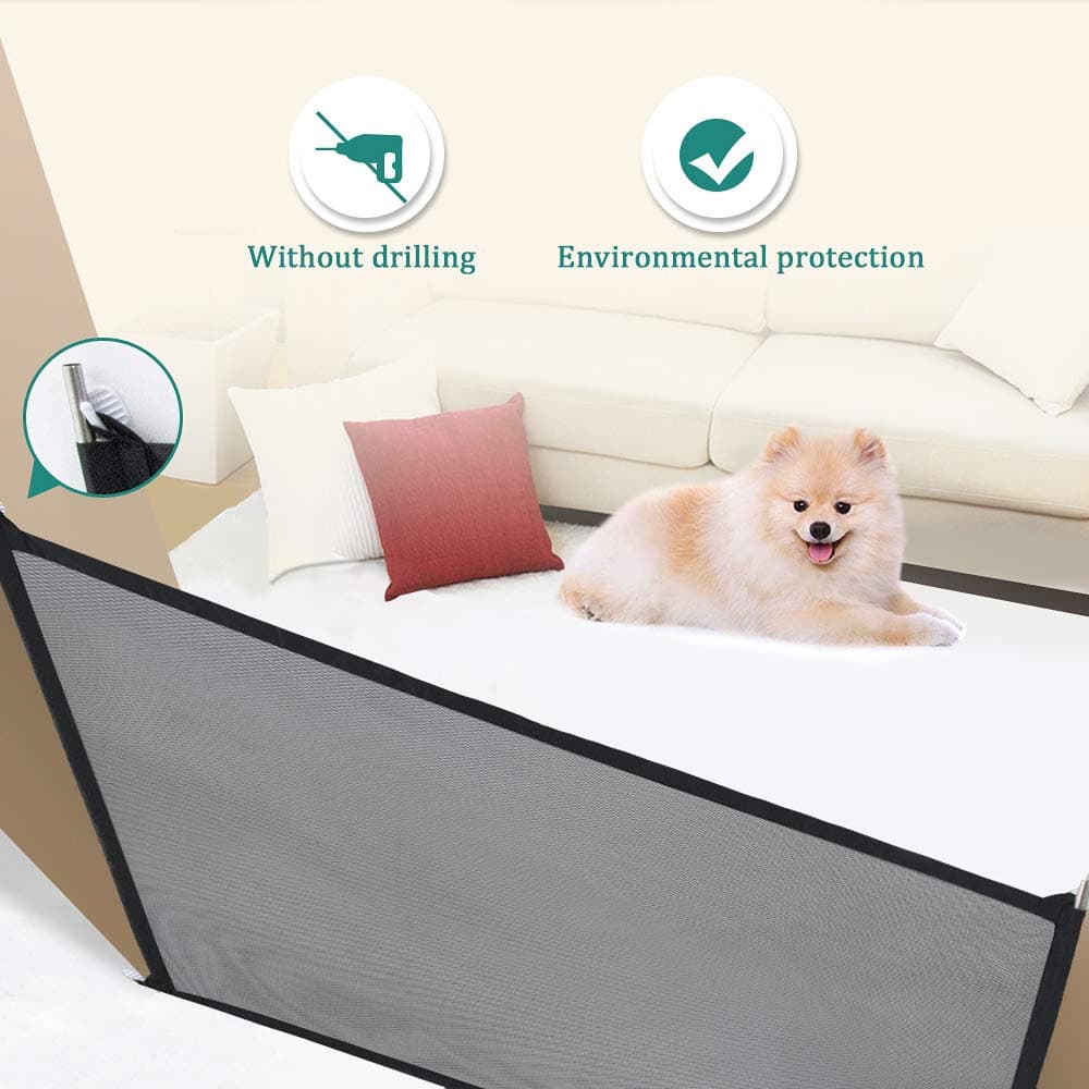 VSTON Dog Gate Indoor for Doors Folding Safe Guard for Pet Gate Tall Extra Wide, Black 180 * 72cm