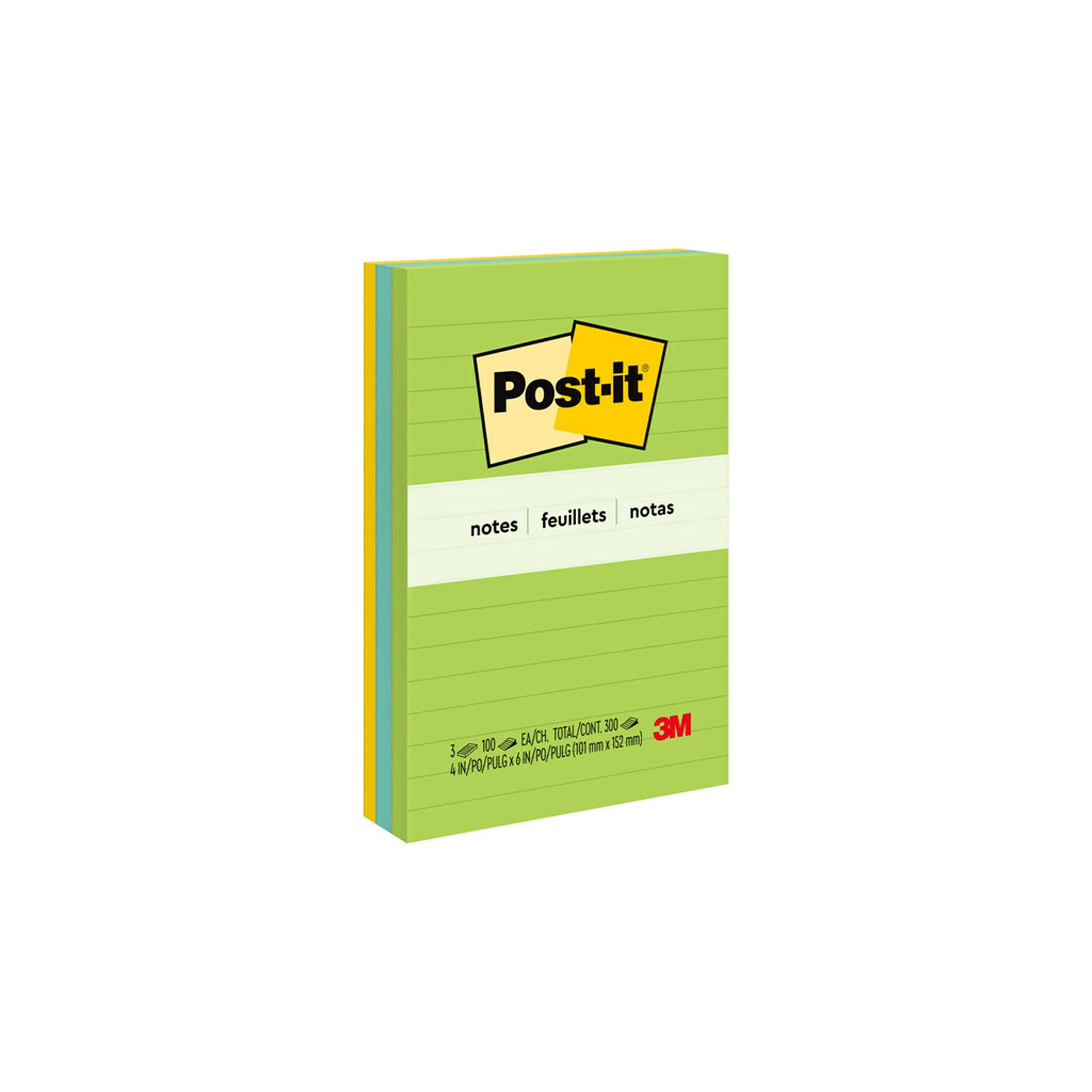 Post-itNotes, 4x6 in, 3 Pads, America's #1 Favorite Sticky Notes, Floral Fantasy Collection, Bold Colors, Clean Removal, Recyclable (660-3AU)