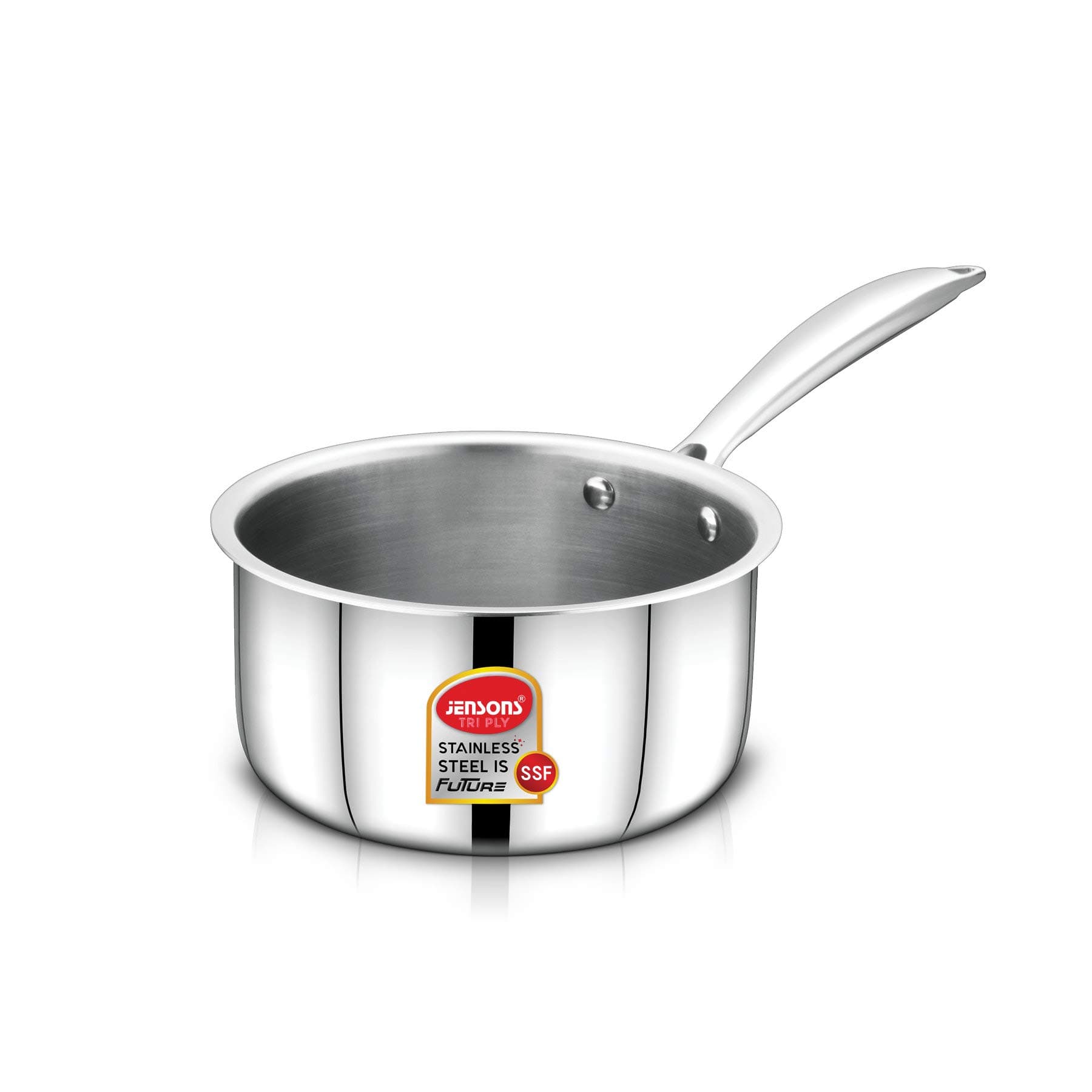 JENSONSSmilla Triply 18/10 Food Grade Stainless Steel Sauce Pan with Stainless Steel Heavy LID-Induction Compatible-16 cm