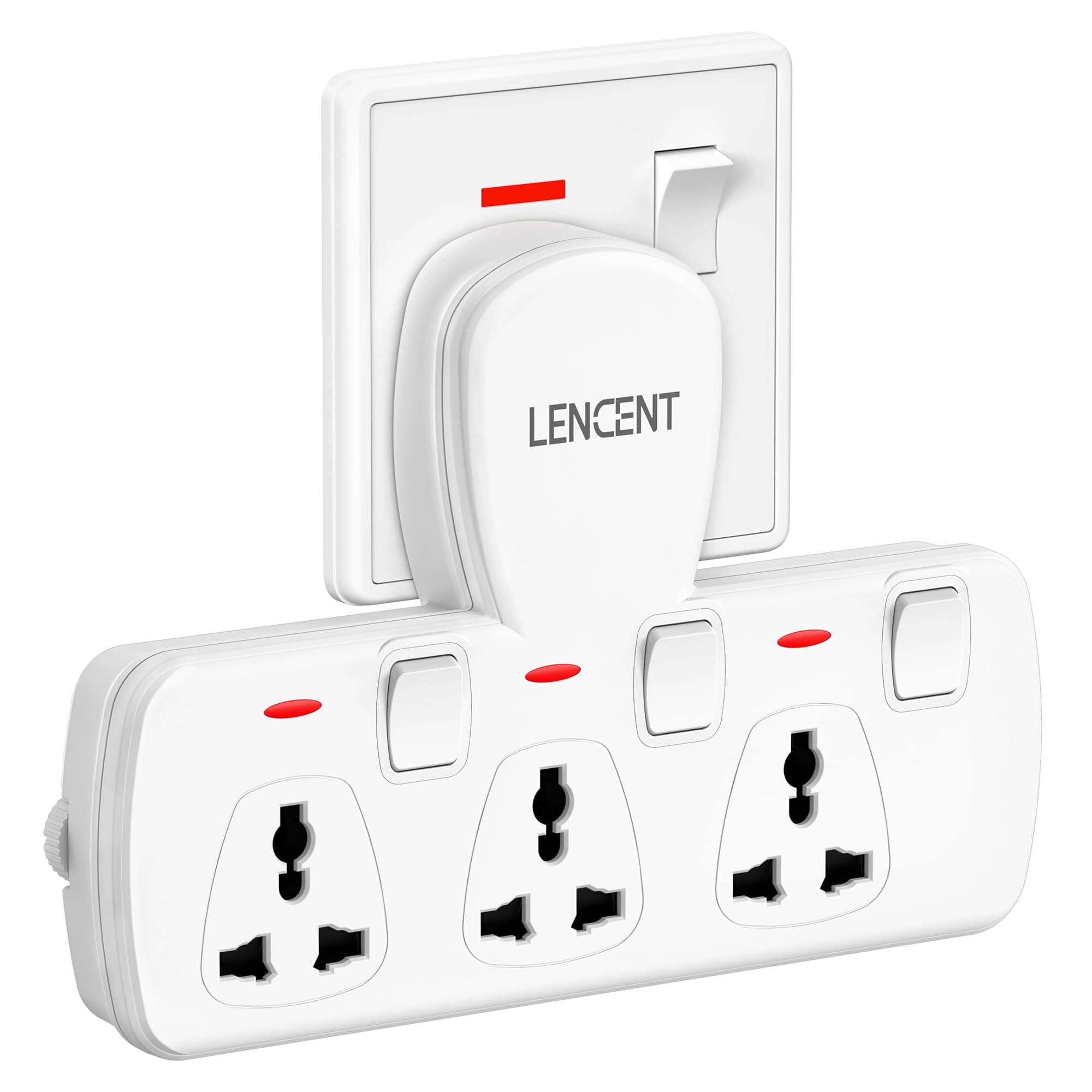 Multi Plug Extension Socket, 3 Way Electrical Outlet Extender, Wall Charger, Universal Plug Adapter, Charging Station for Home, Office, Kitchen, Individually Switched