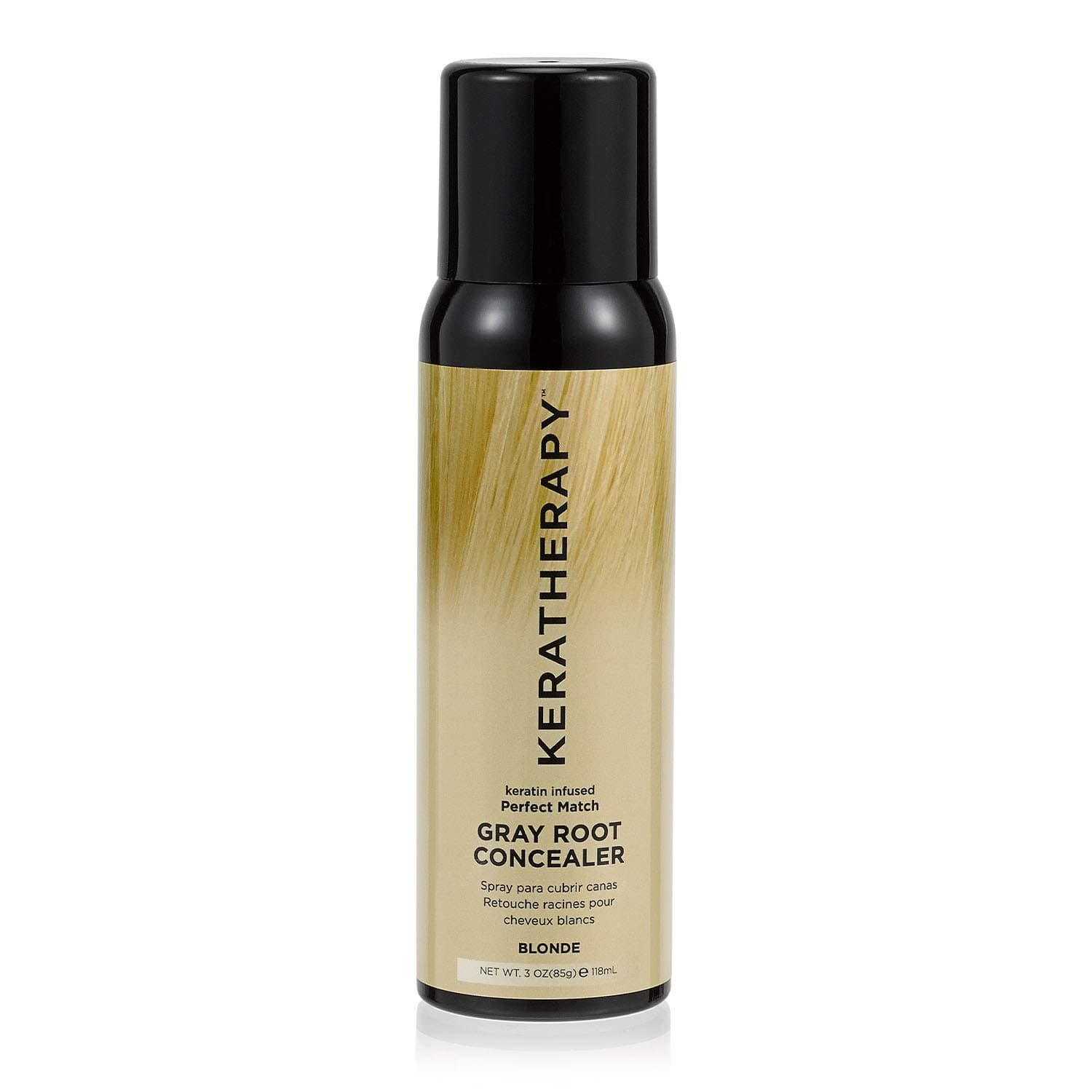 KERATHERAPYKeratin Infused Perfect Match Gray Root Concealer Spray, Blonde, 3 oz, 118 ml - Root Cover Up Spray to Hide Gray Roots - Keratin Therapy Hair Darkening & Temporary Scalp Concealer