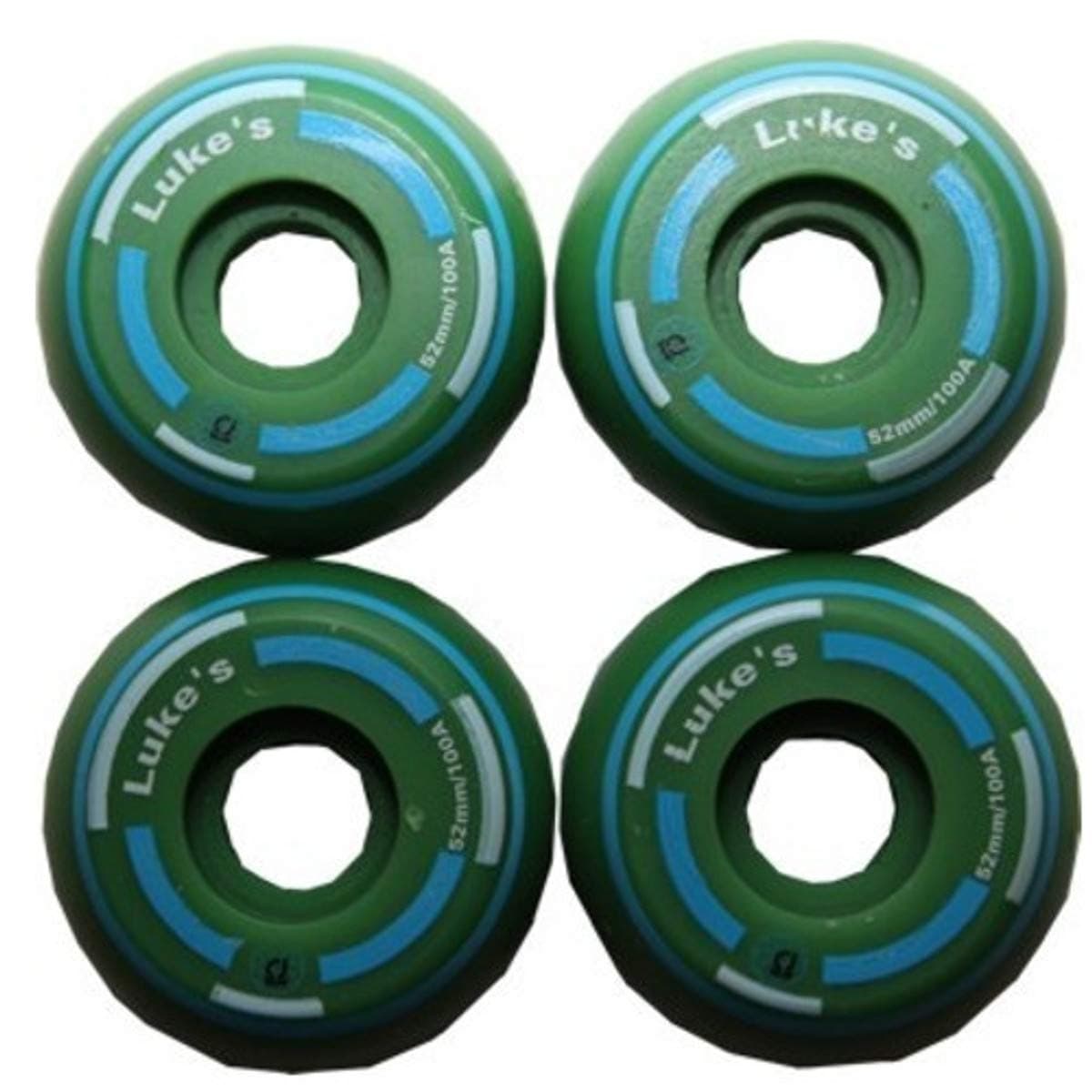 Luke´s Skateboard Wheel Set Professional Green Green 52mm / 100A Super Small (1 set = 4 wheels) - Super thin rollers - ideal for Street Skateboarding
