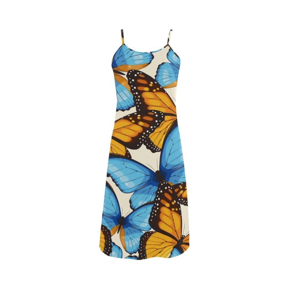 Women's Butterfly Polyester Casual Slip Dress M