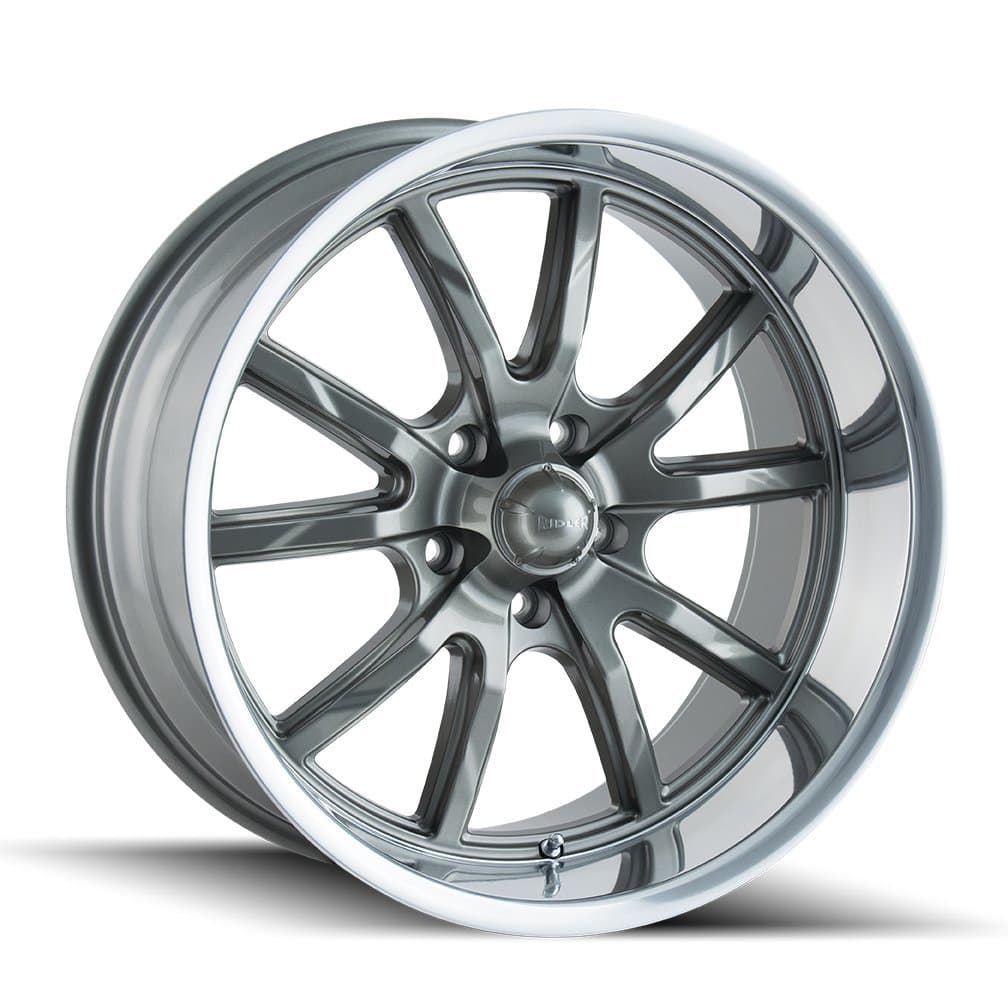 Ridler 650 Grey/Polished Lip Wheel with Painted Finish (18 x 9.5 inches /5 x 127 mm, 0 mm Offset)
